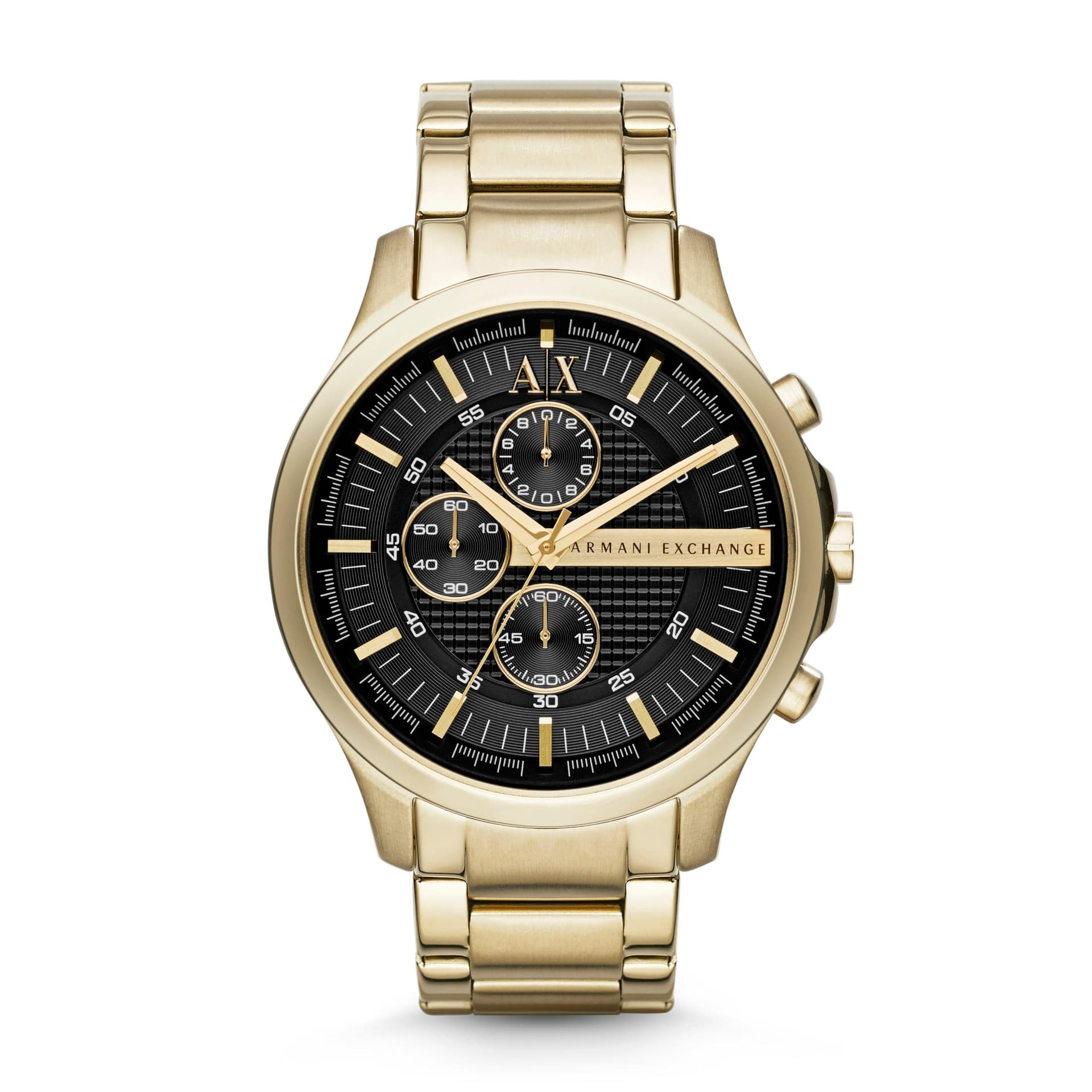 Mens Hampton Chronograph Black-Tone Stainles Steel Watch Black Dial