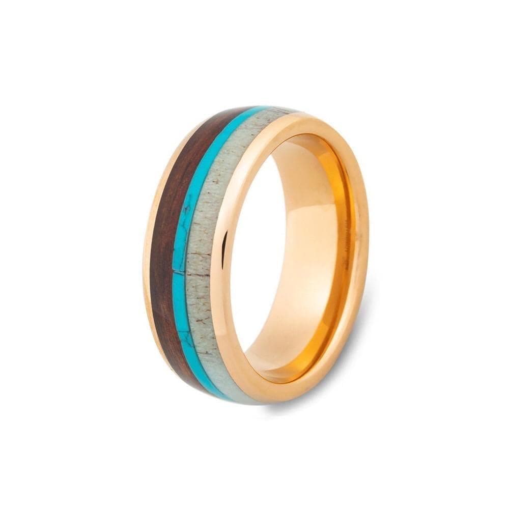 Finn - Tungsten, Turquoise, and Koa no Ring Size 7