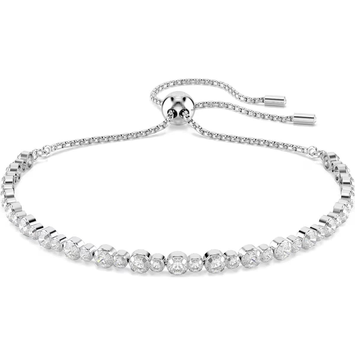 Swarovski Matrix Tennis Bracelet Mixed Round Cuts, White, Rhodium Plated