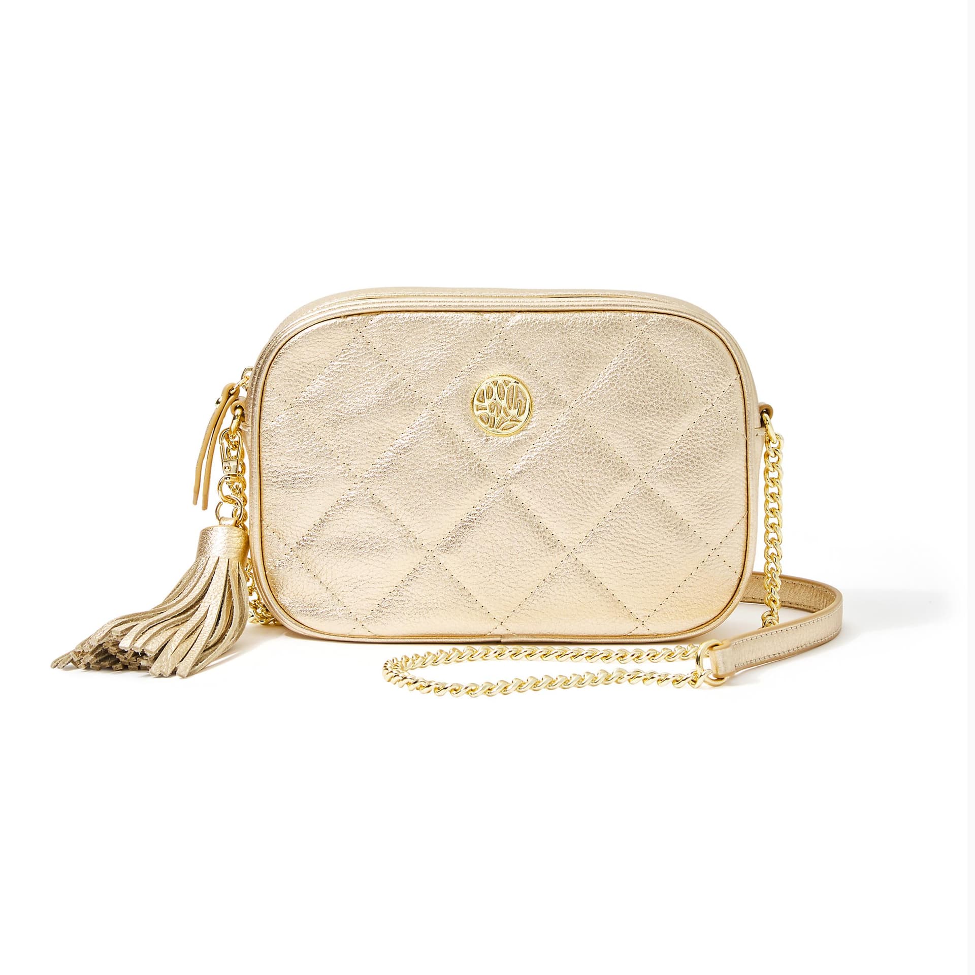 Dessa Quilted Leather Crossbody Bag - Gold