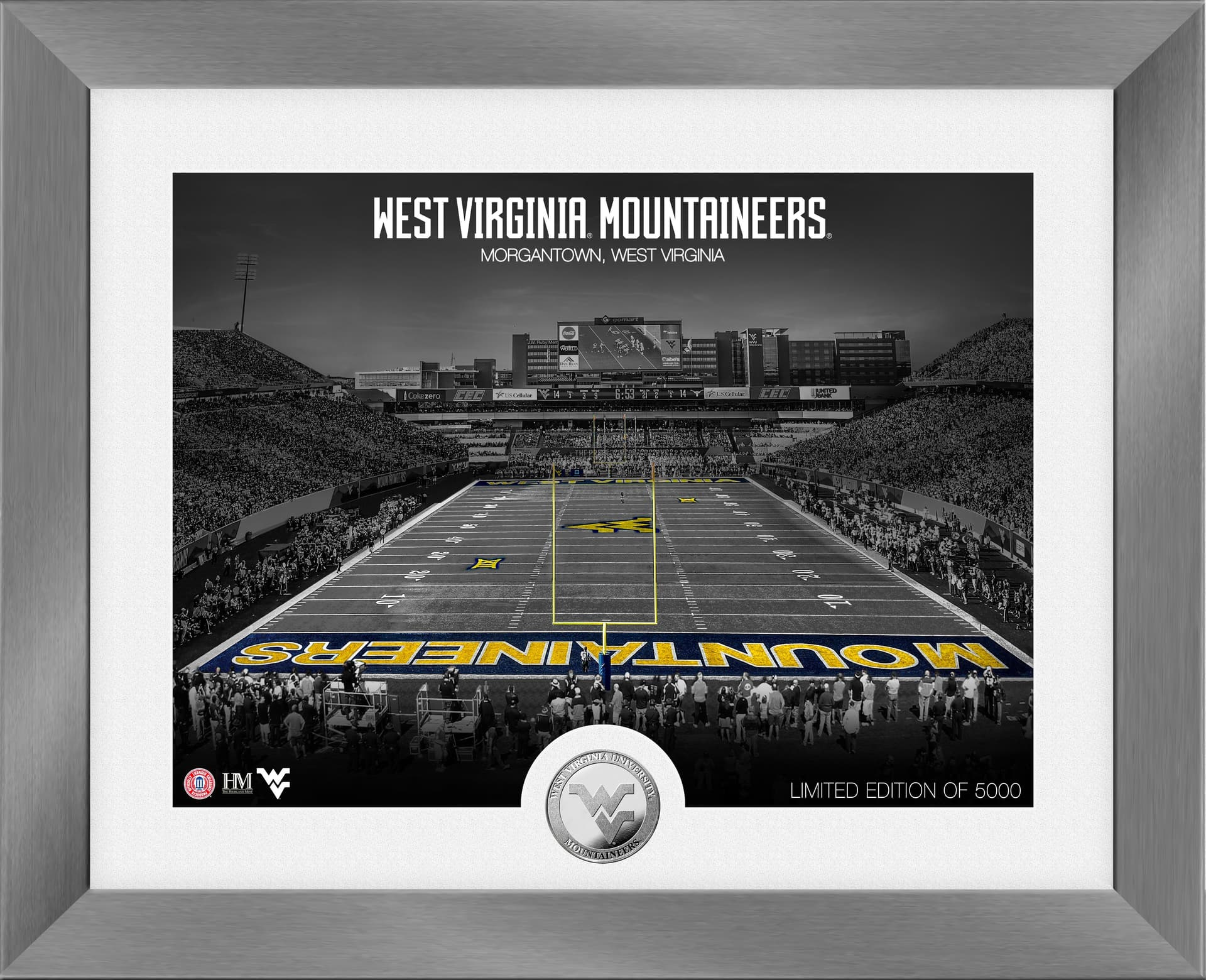 West Virginia University Mountaineers Stadium Art Deco Silver Coin