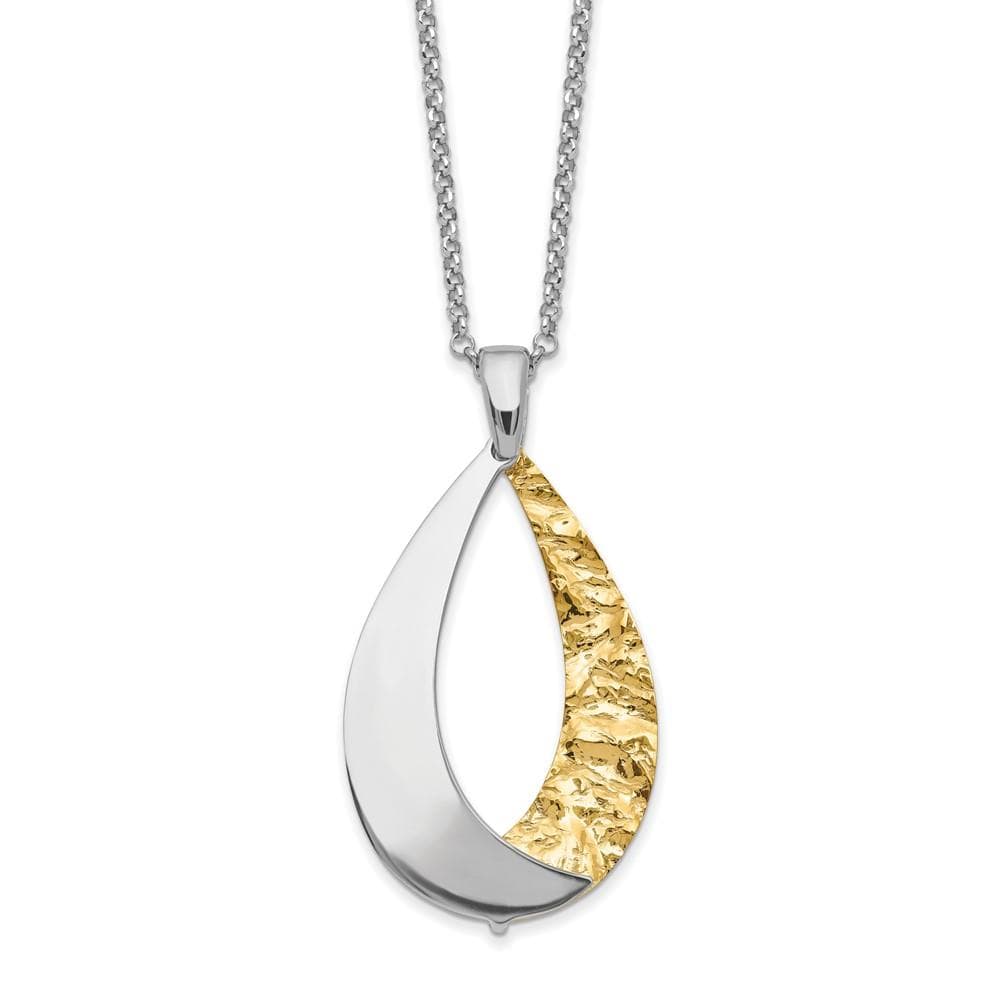 Sterling Silver Rhodium-plate Gold-plate Diamond Cut 18in Necklace