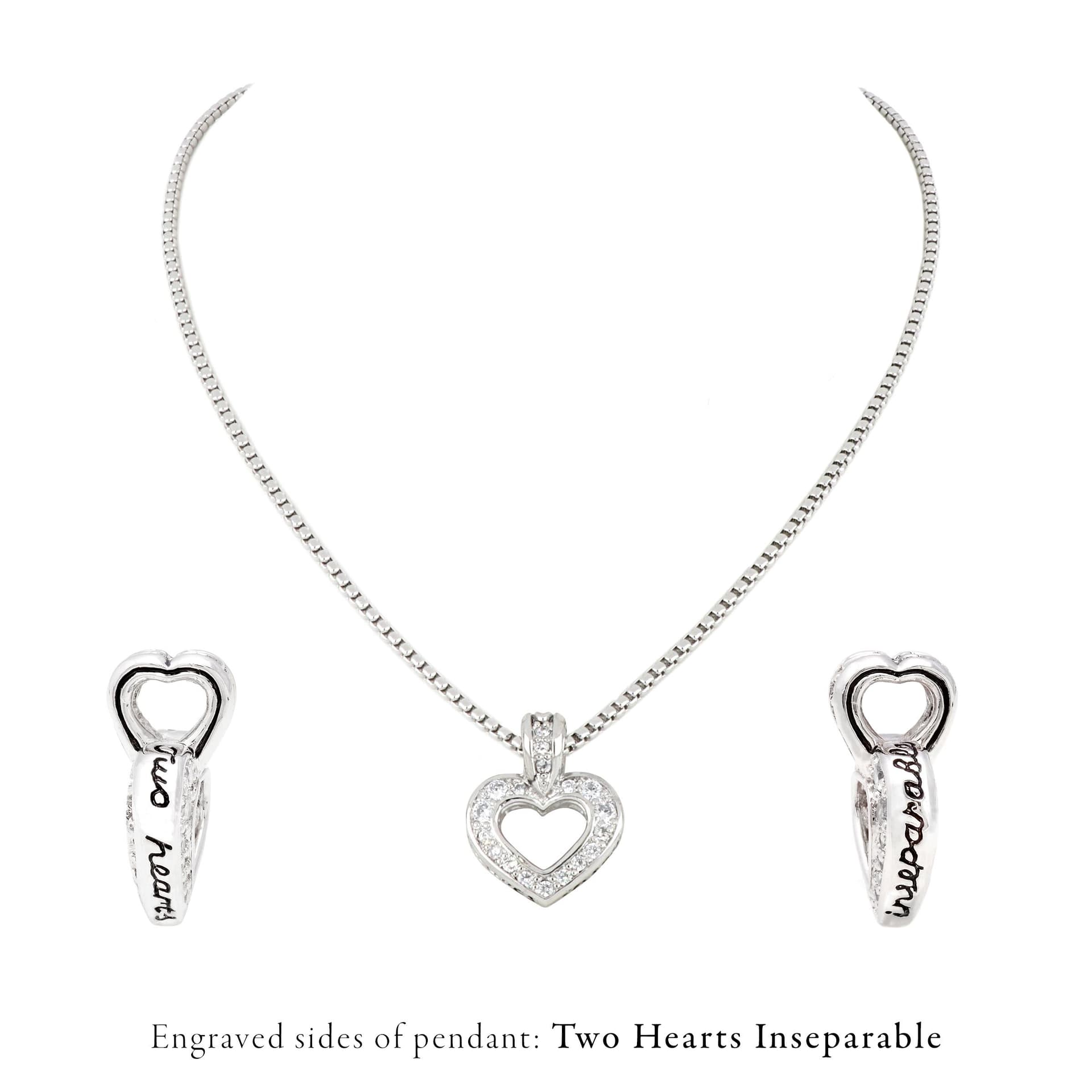 Two Hearts Inseparable Slider with Chain.Engraved with 'Two Hearts Inseparable'Length: 16 - 18"