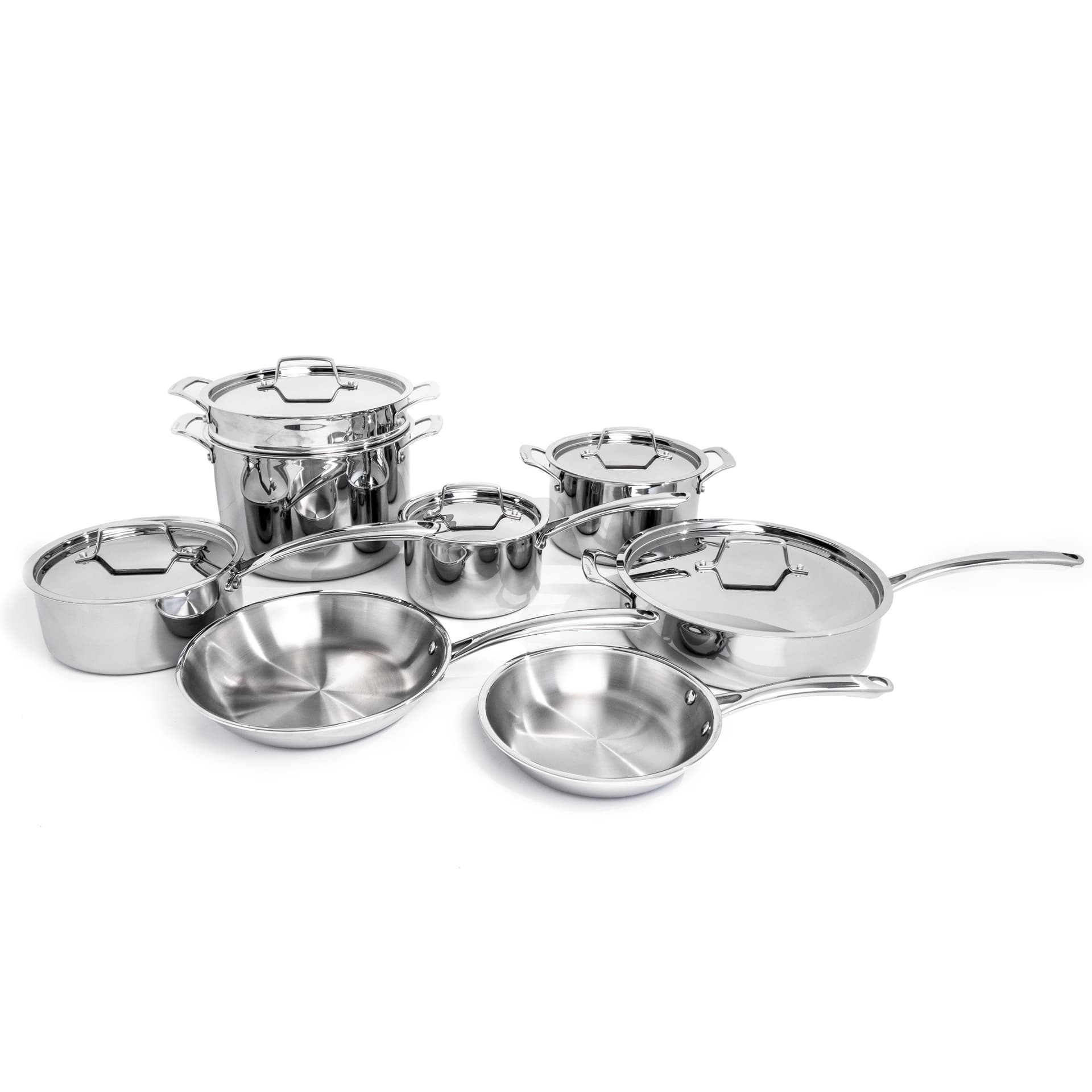 Professional 13pc Tri-Ply 18/10 Stainless Steel Cookware Set with SS Lids
