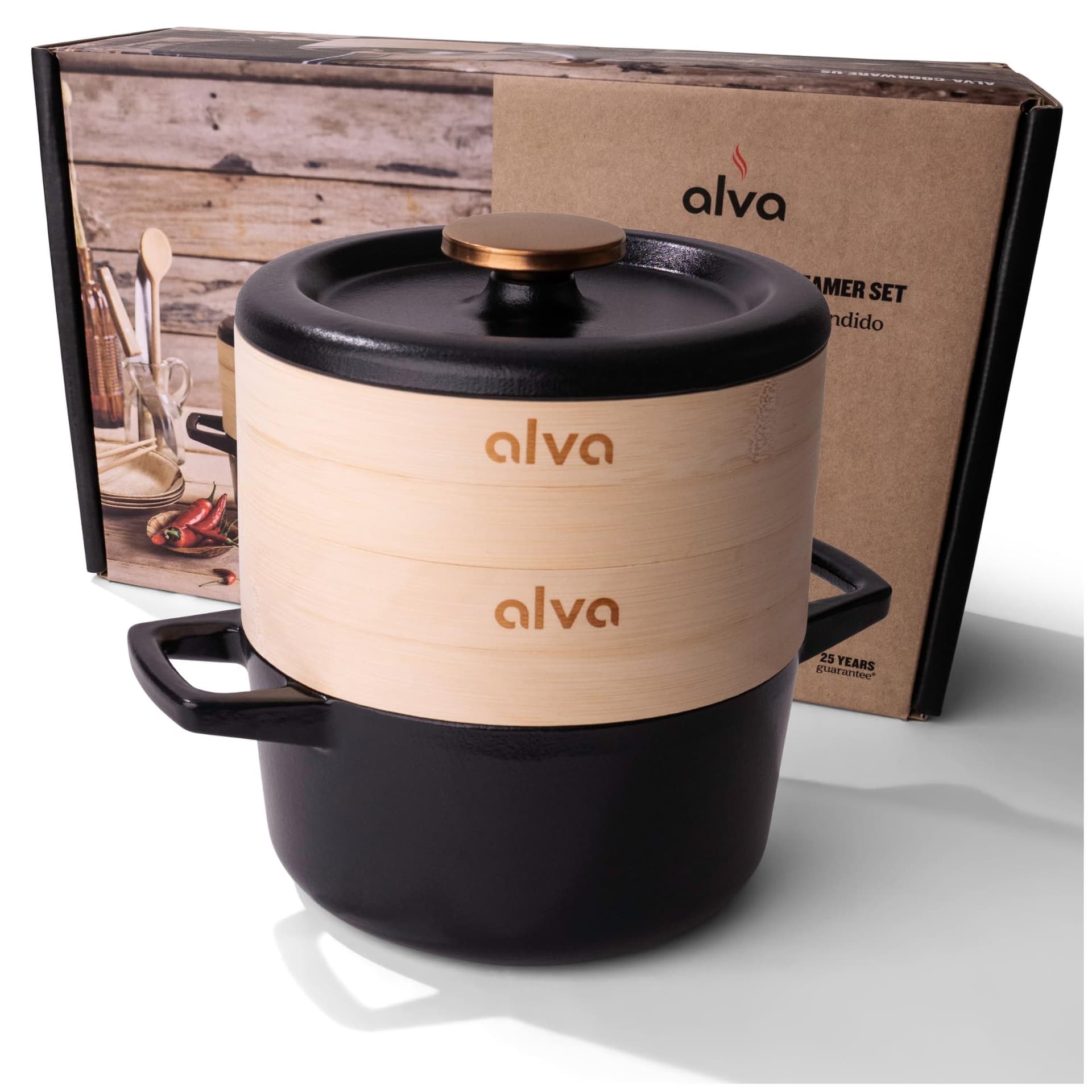 Nori 2.5 Qt Enameled Cast Iron Dutch Oven Steamer Set