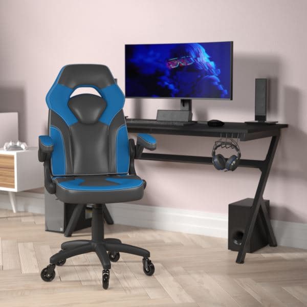 Office Gaming Chair with Skater Wheels & Flip Up Arms - Red LeatherSoft