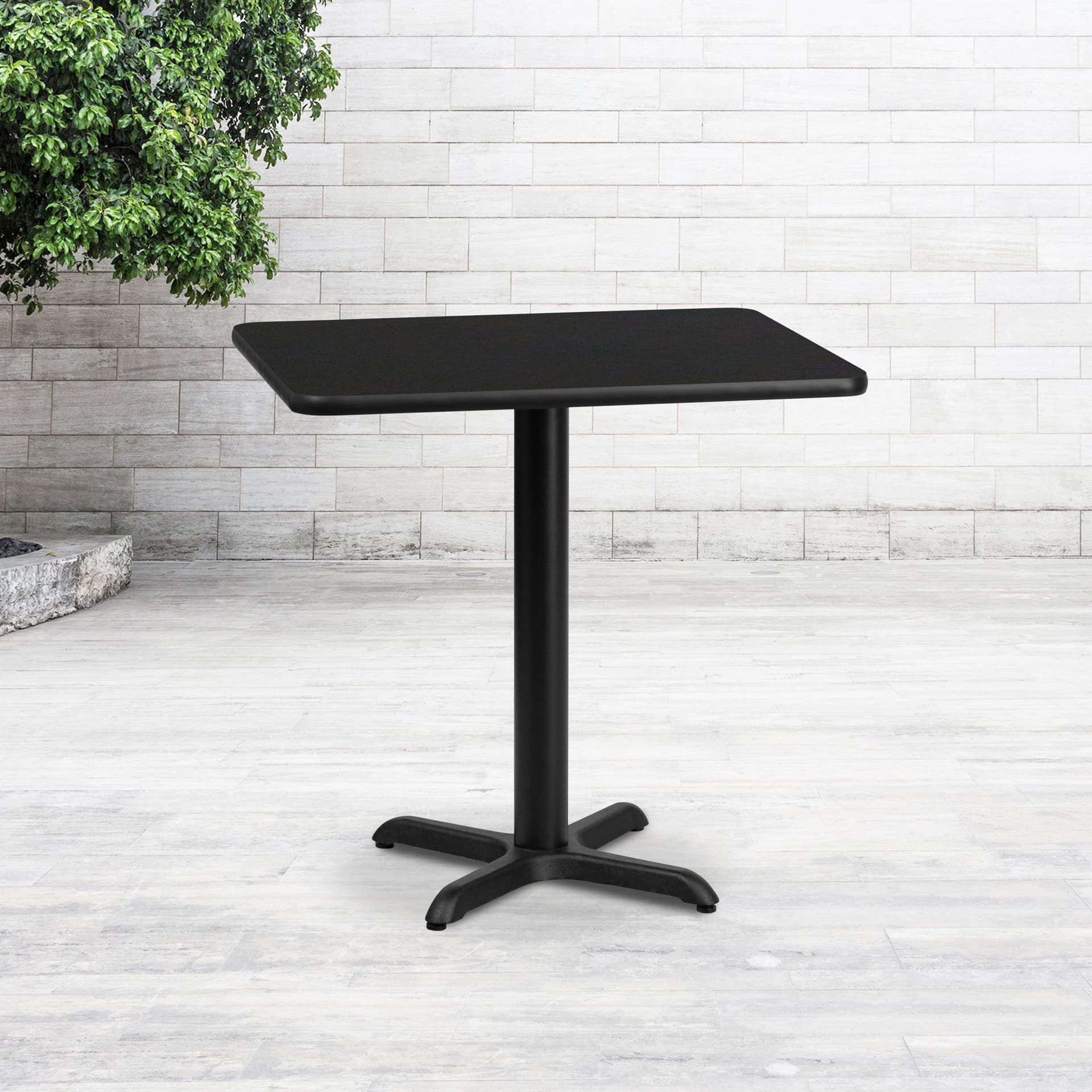 24" x 30" Rectangular Black Laminate Table Top with 22" x 22" Table Height Base
