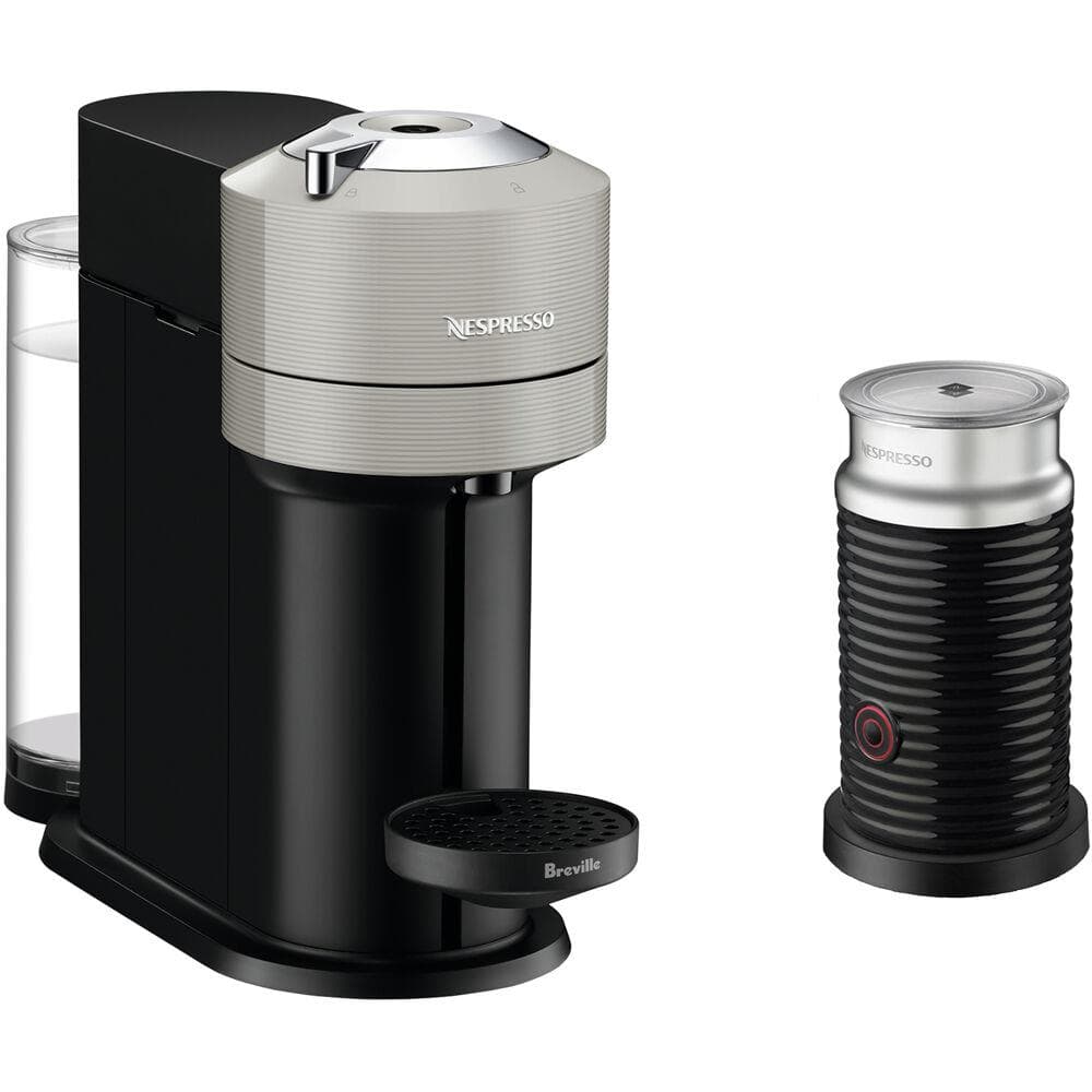 Vertuo Next Coffee and Espresso Maker in Light Gray plus Aeroccino3 Milk Frother in Black