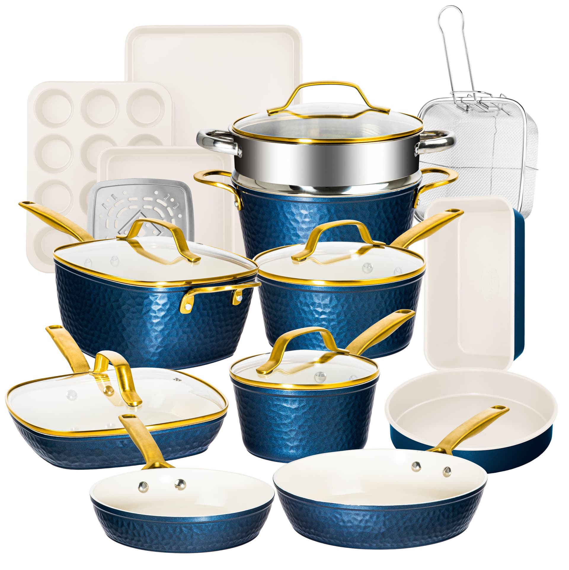 Pro Hammered Cookware and Bakeware Set Size 20 Piece S