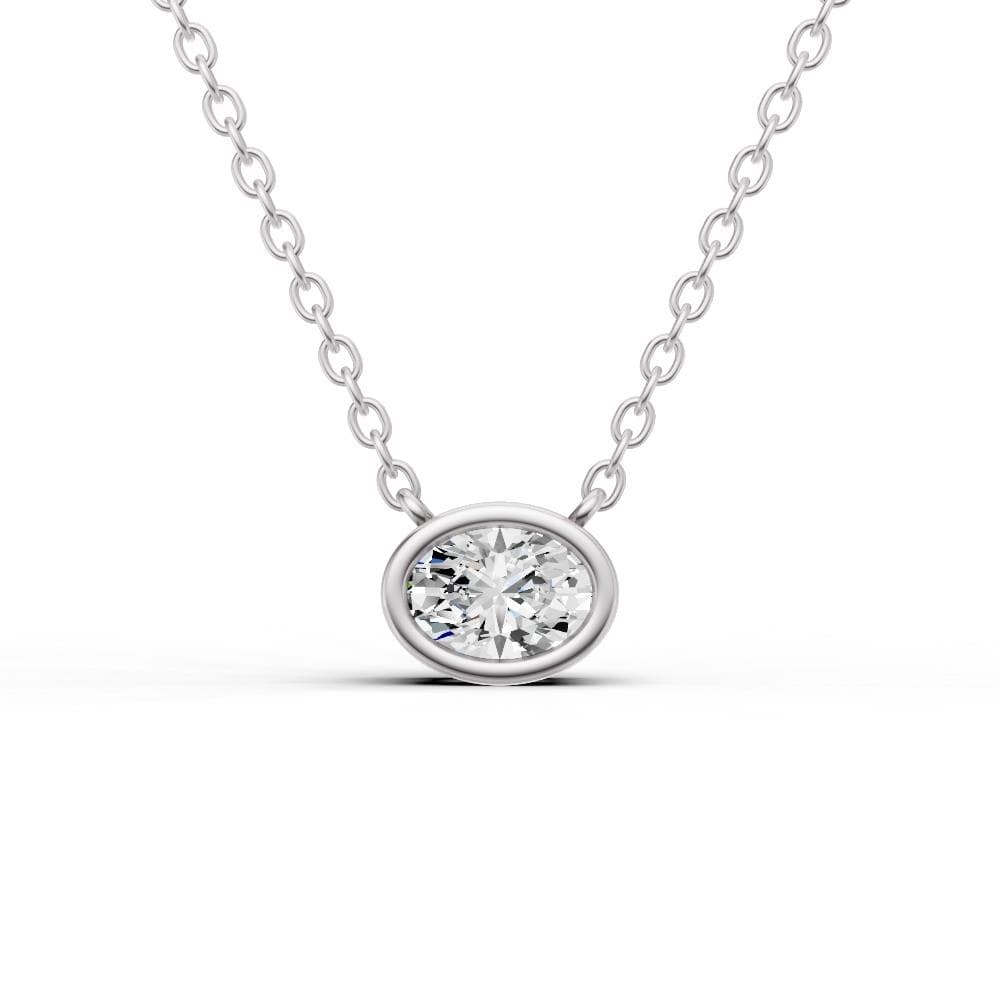 Oval Lab Diamond Solitaire Pendant Size 0.5 CTW
