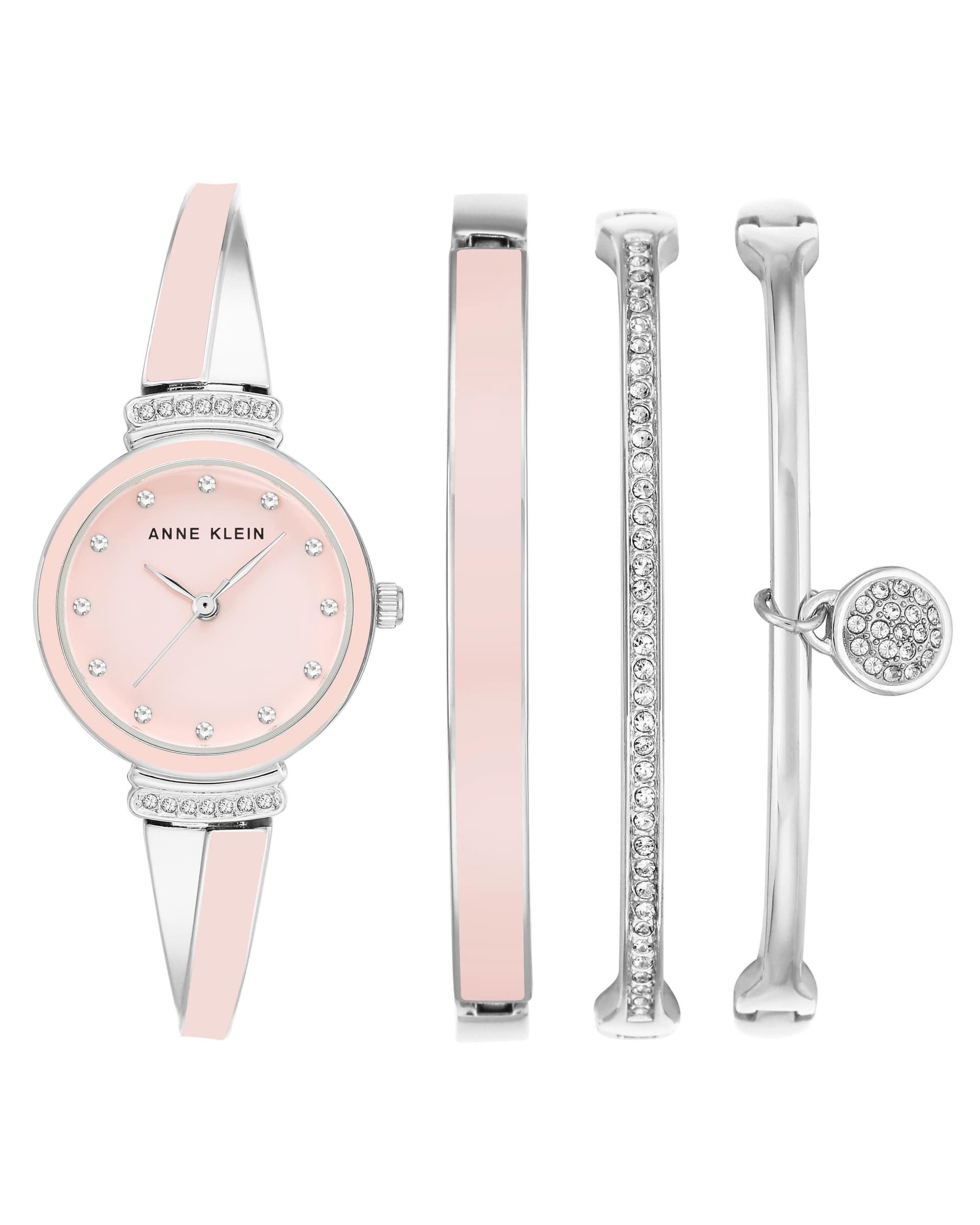 Women's Pink Bracelet Watch Set