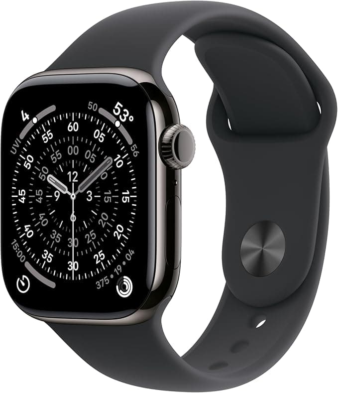 Apple Watch Series 11 GPS + Cellular 42mm Slate Titanium Case with Black Sport Band - M/L