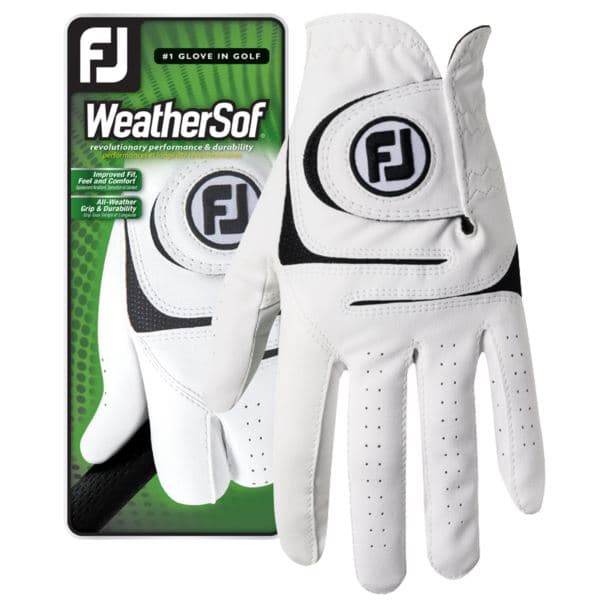 FootJoy WeatherSof Men's Golf Glove - White (3 Pack) - Regular Right Hand/M