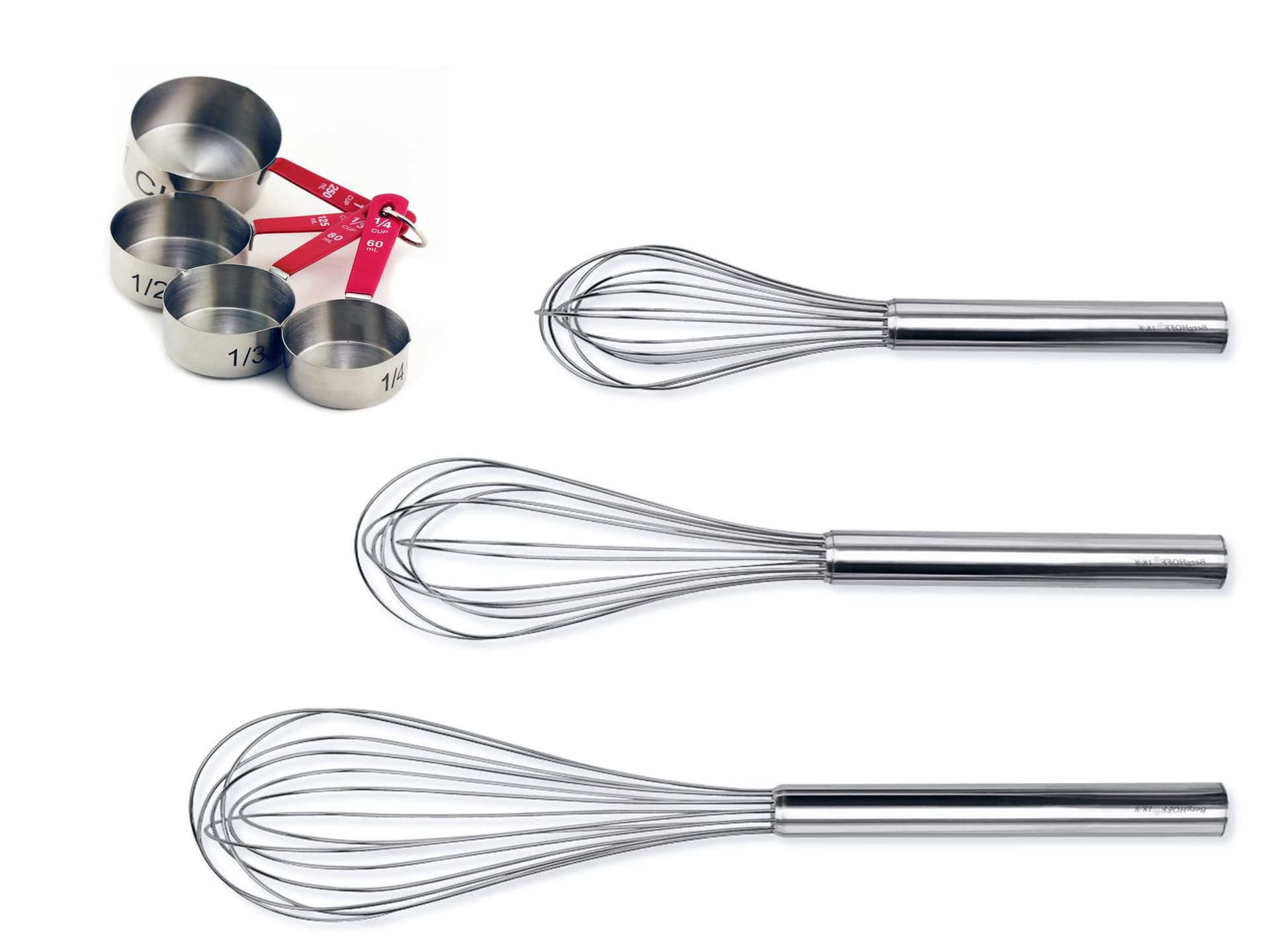 18/10 SS 7pc Bake Set: 3pc Whisk Set & 4Pc Measuring Cup Set