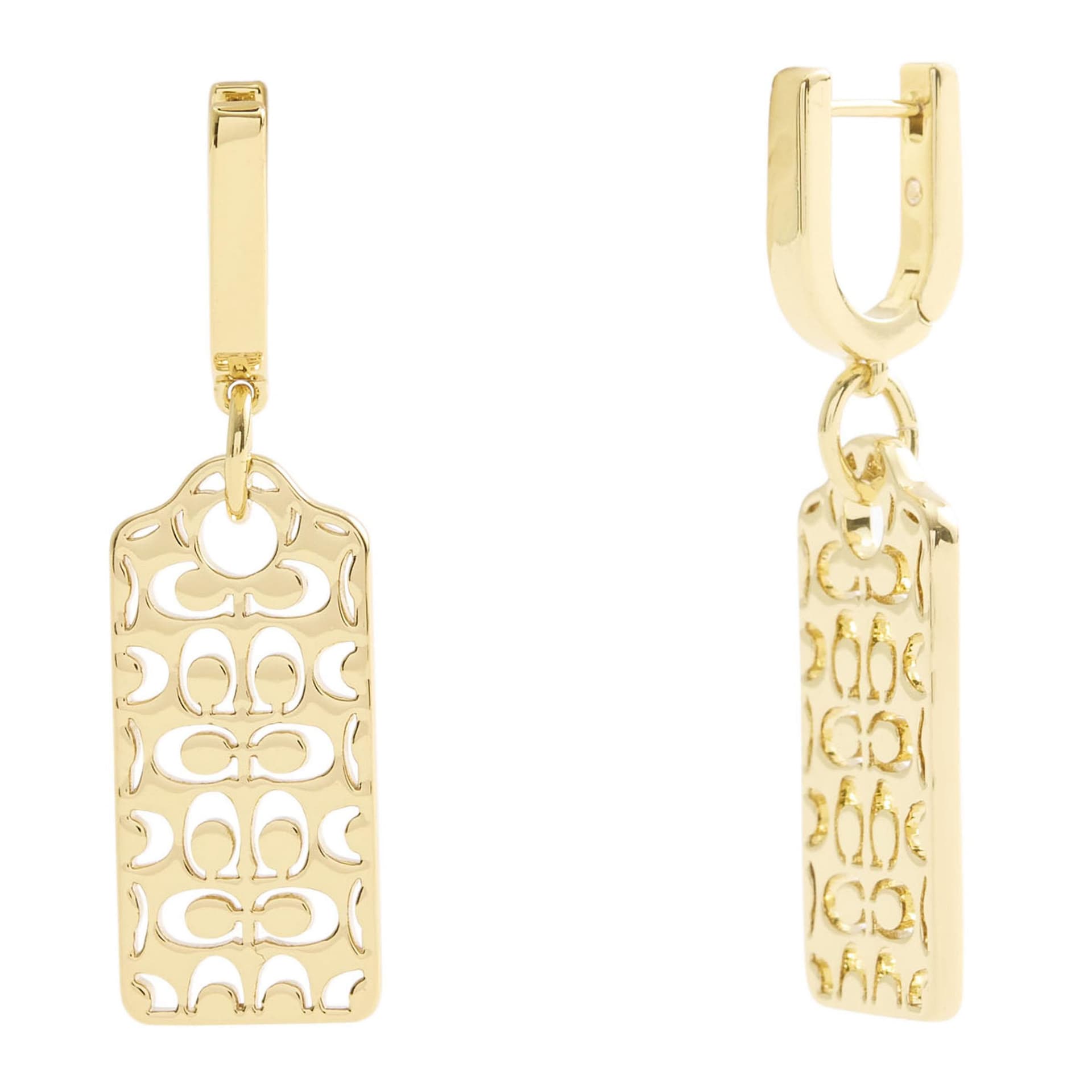 Cutout Hangtag Drop Earrings - Gold
