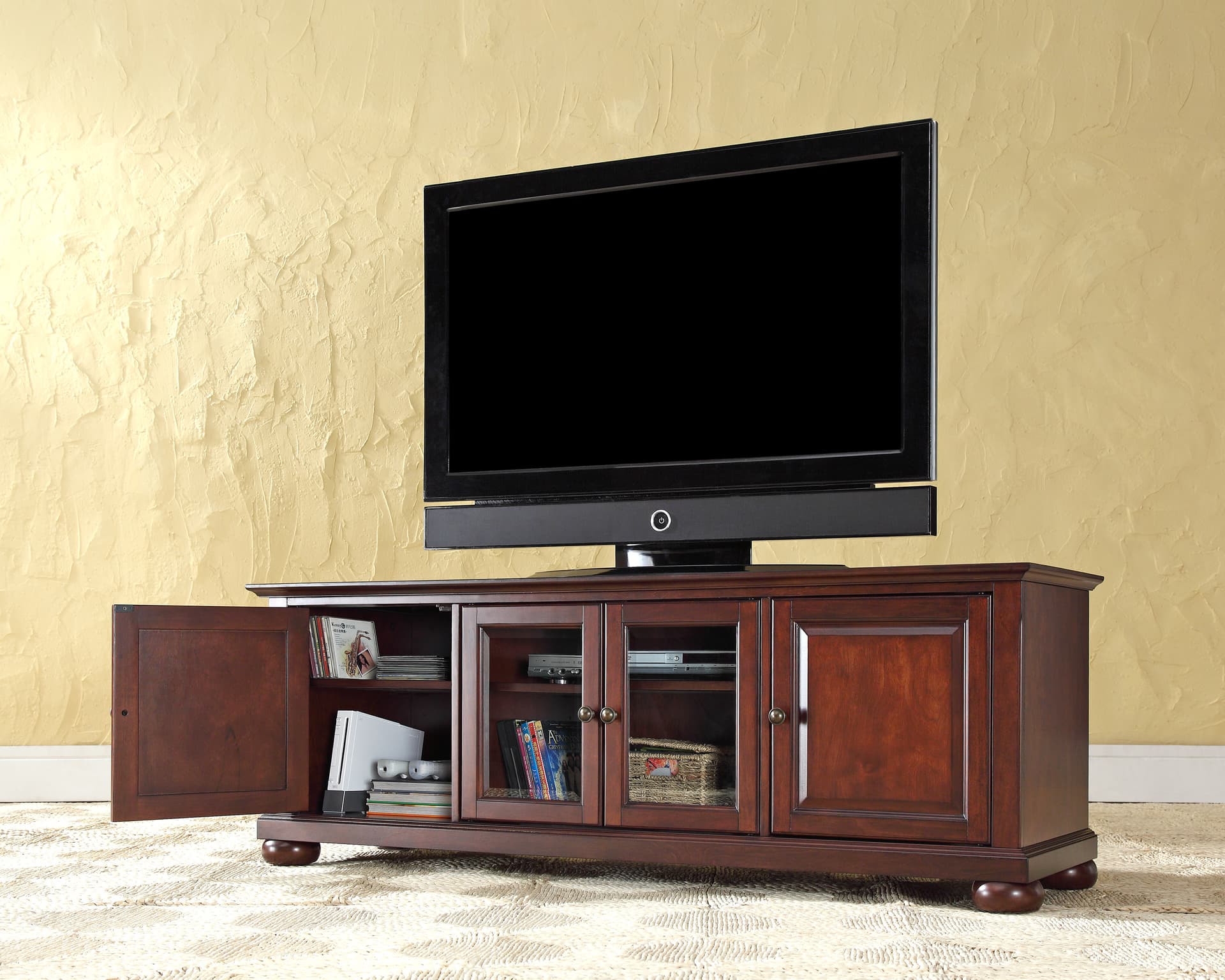 Alexandria 60" Low Profile TV Stand Mahogany
