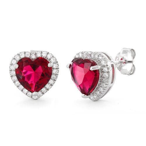 Ruby Red Heart Earrings