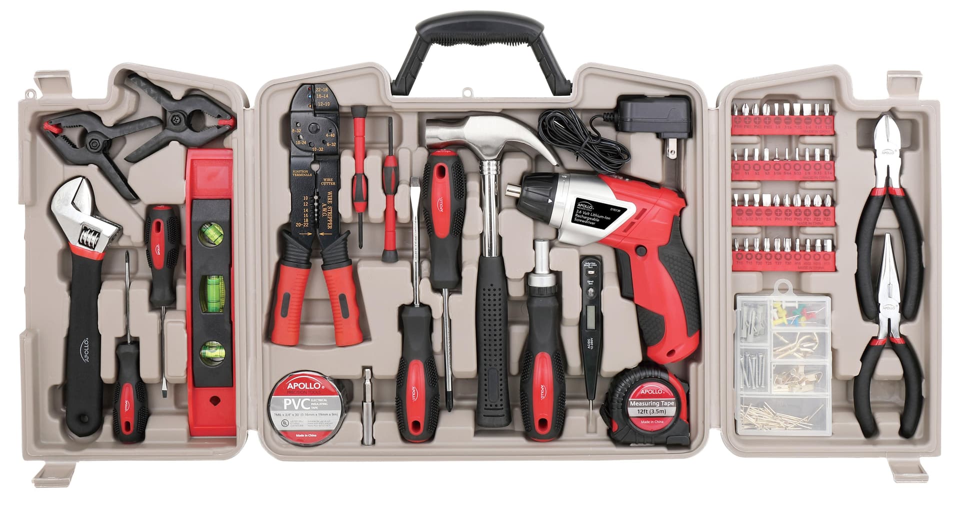 161 Piece Household Tool Kit w/3.6 Volt Li-ion Screwdriver