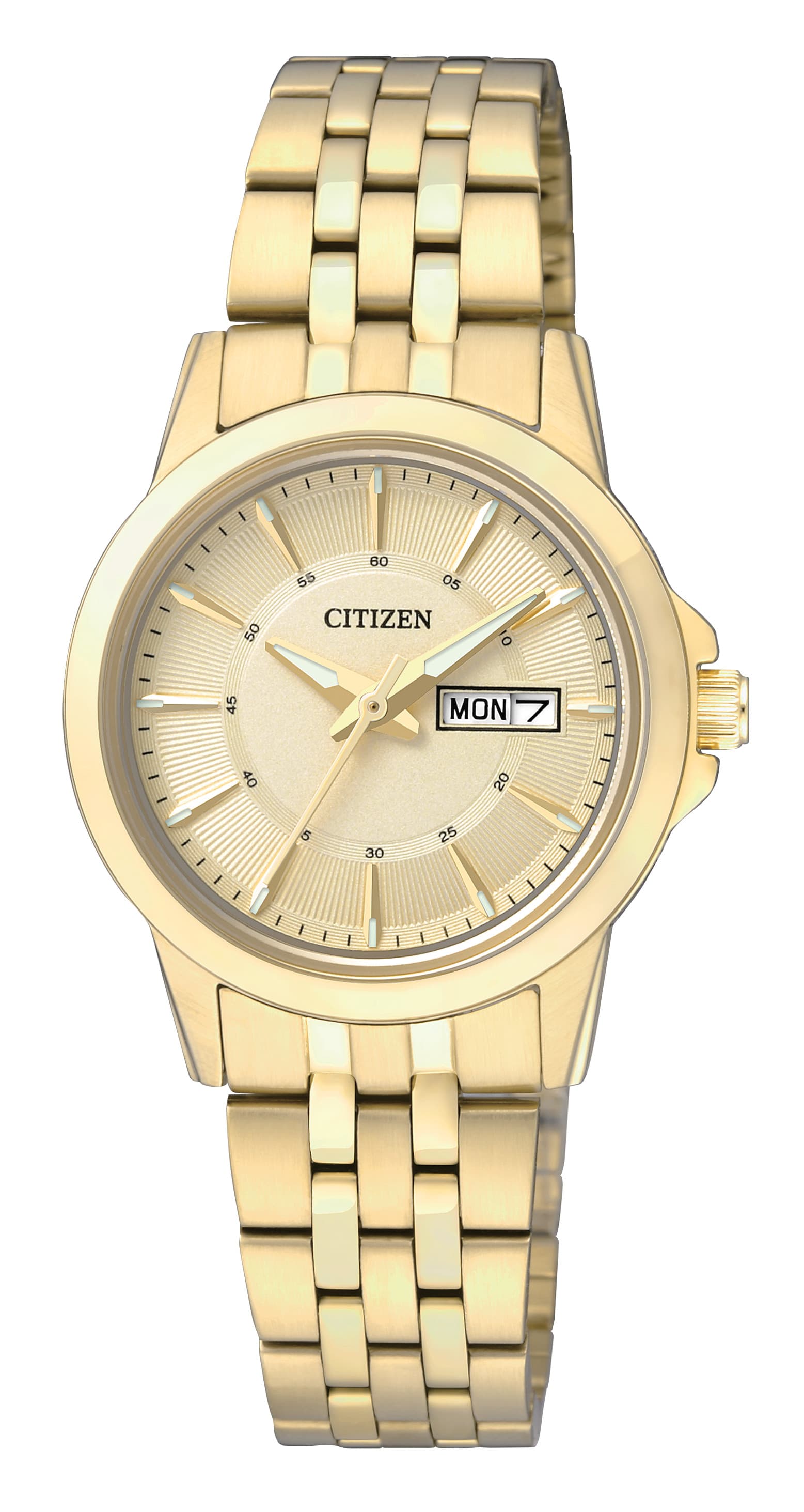 Ladies' Quartz Watch, Gold-Tone SS Case and Bracelet with Champagne Dial