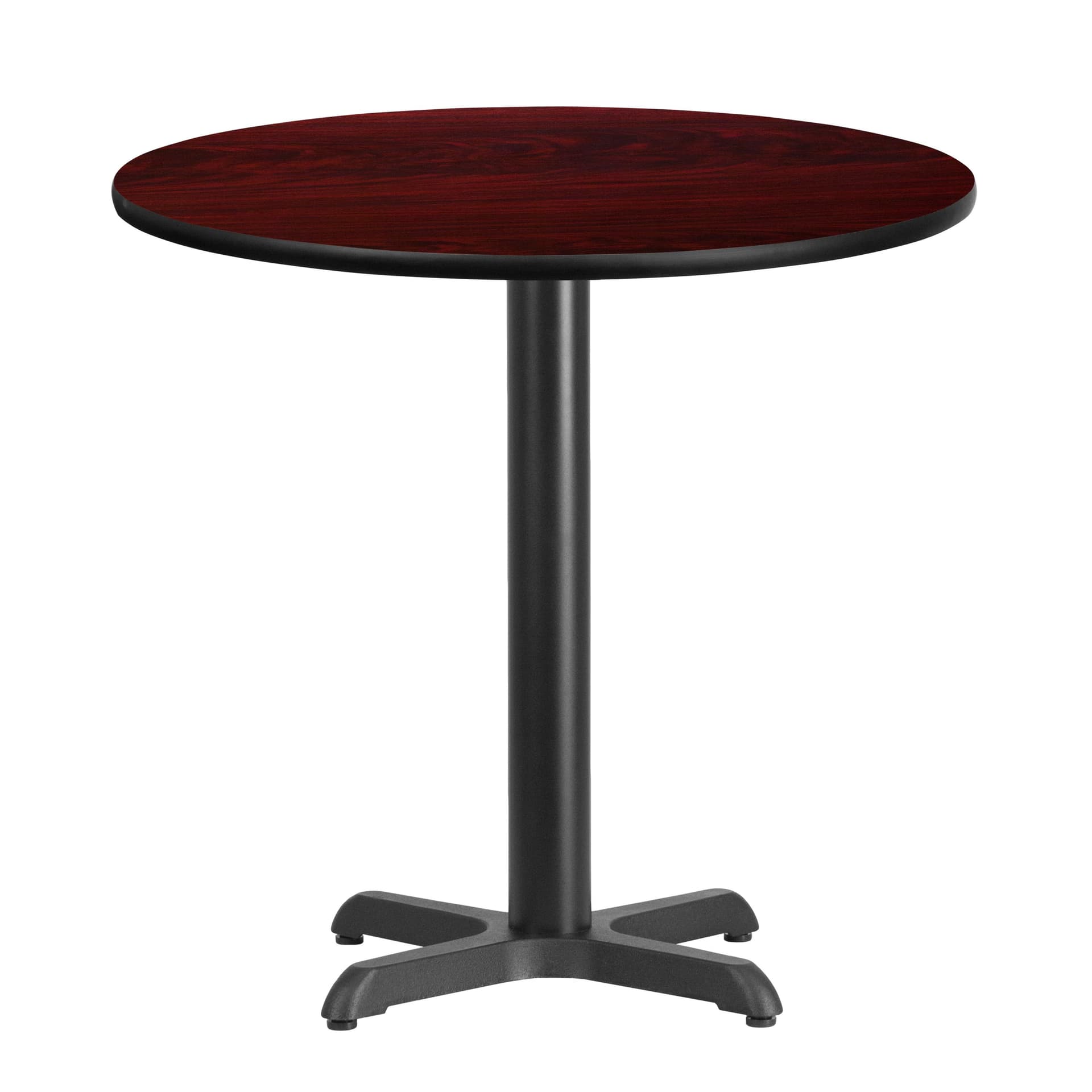 30" Round Mahogany Laminate Table Top with 22" x 22" Table Height Base