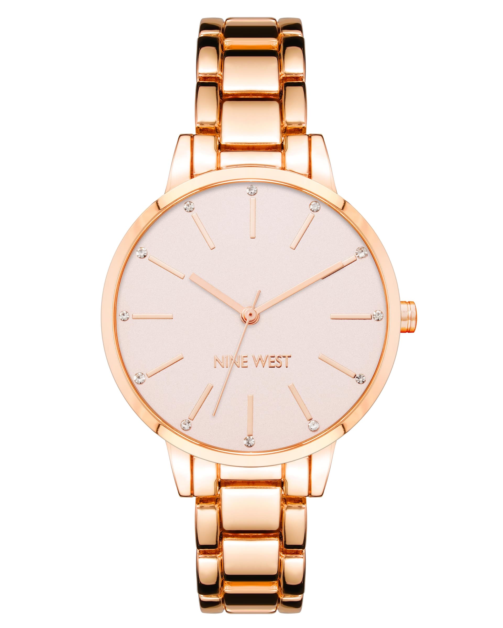 Women's Crystal Accented Rose Gold Bracelet Watch