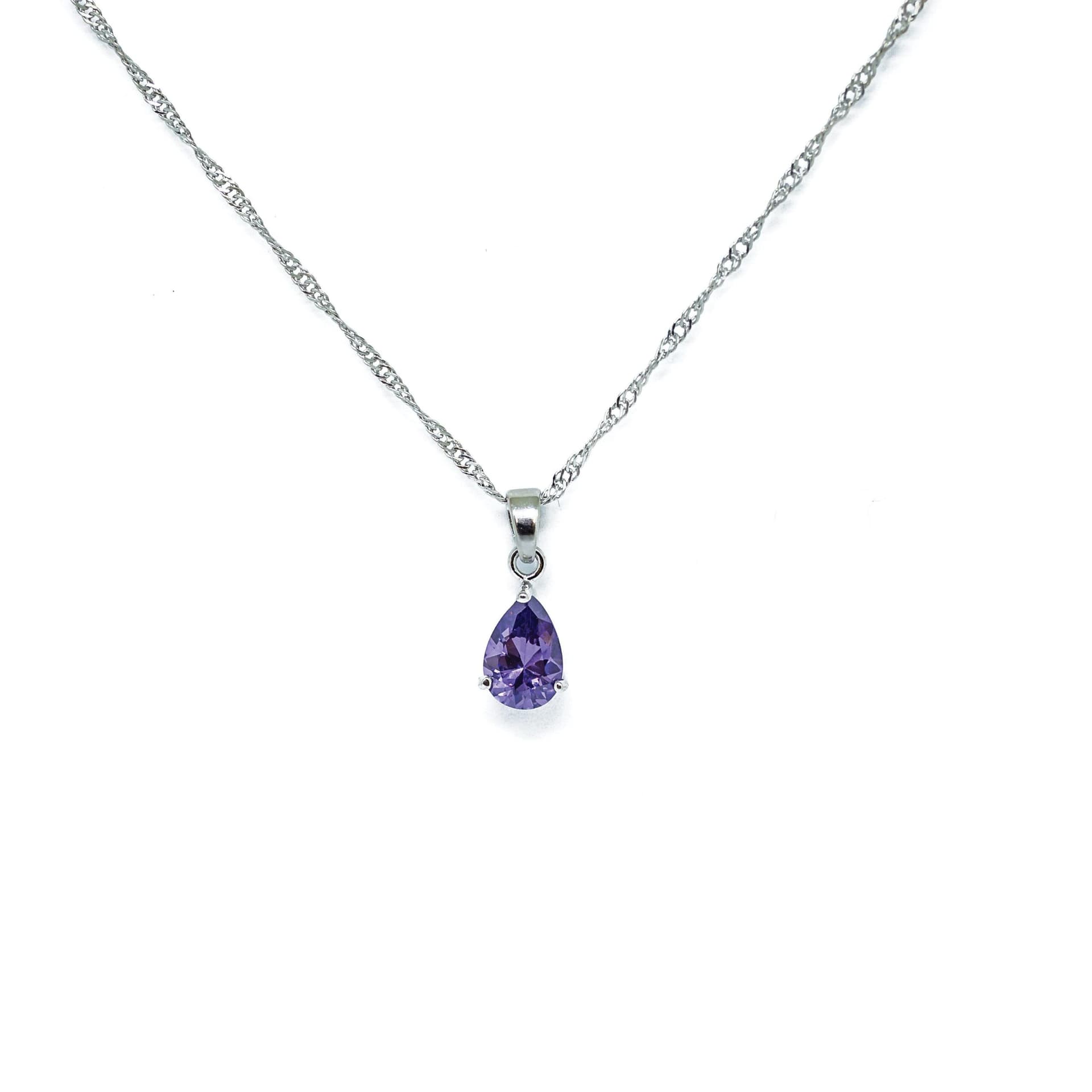Amethyst Teardrop Pendant Necklace