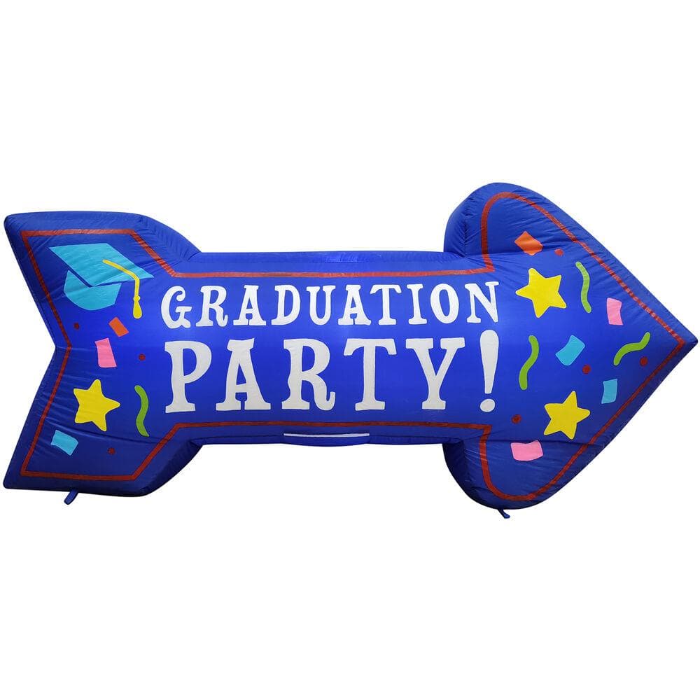 8-Ft. Wide Graduation Party Arrow, Outdoor Blow-Up Inflatable with Lights