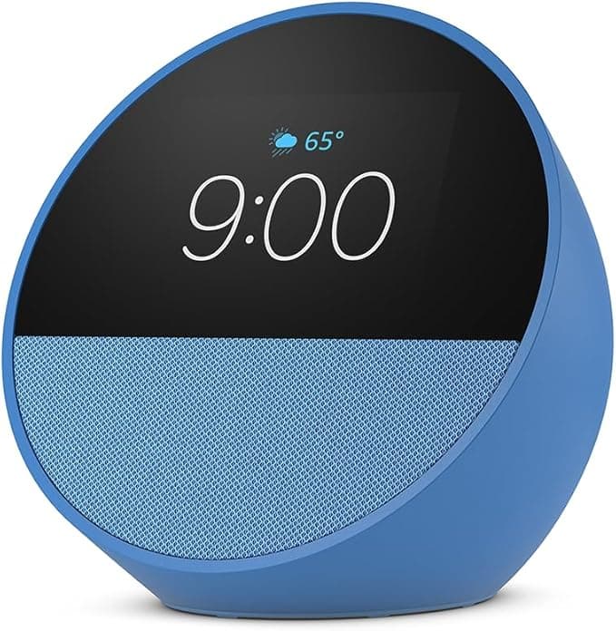 Amazon Echo Spot (2024 release), Smart alarm clock with vibrant sound + Alexa-Ocean Blue