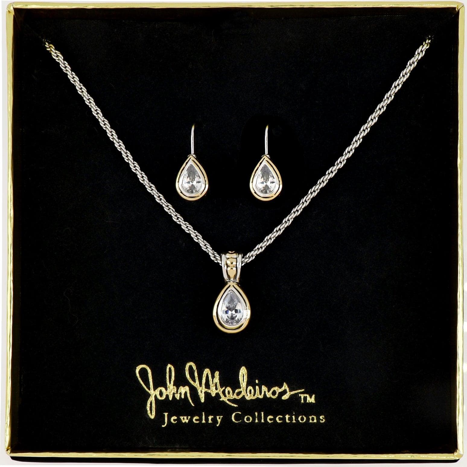 Beijos Pear Bezel - Necklace K5020-AF05, Earrings F5021-AF00 Set