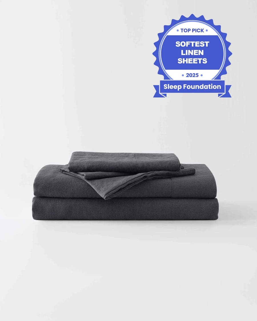 Stonewashed Linen Sheets Set - Charcoal, California King