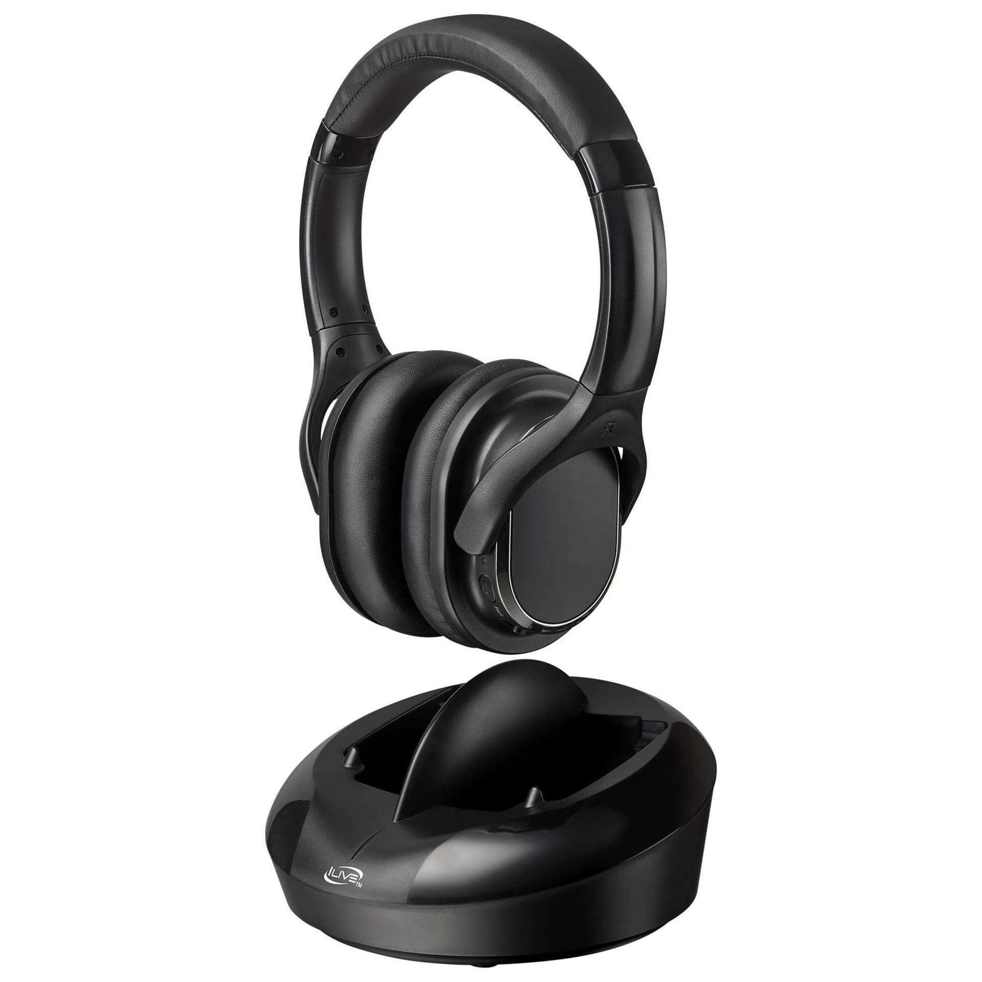 Radio Frequency Wireless Headphones w/ Transmitter Dock
