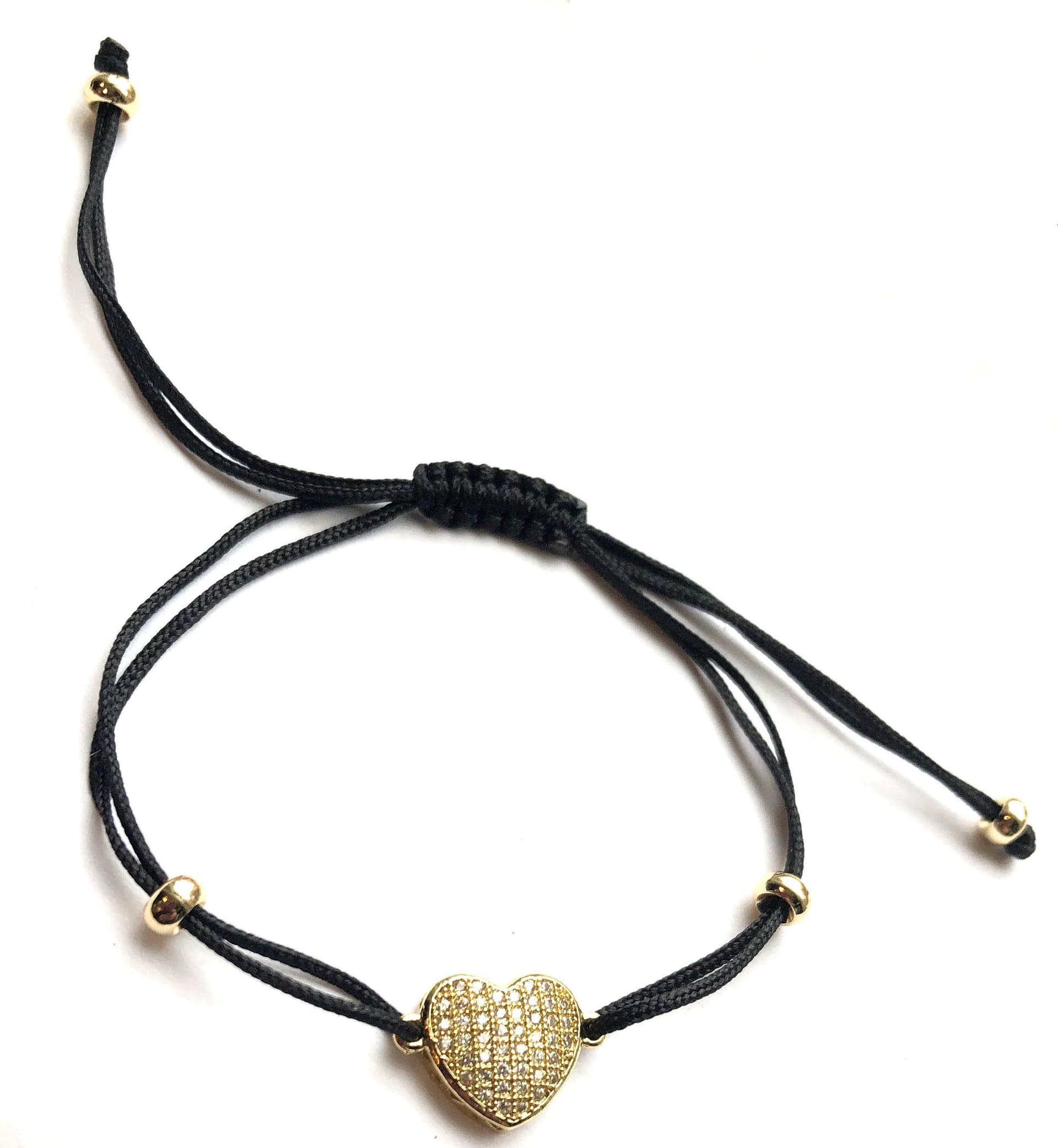 Gold Pave' Heart Cord Bracelet