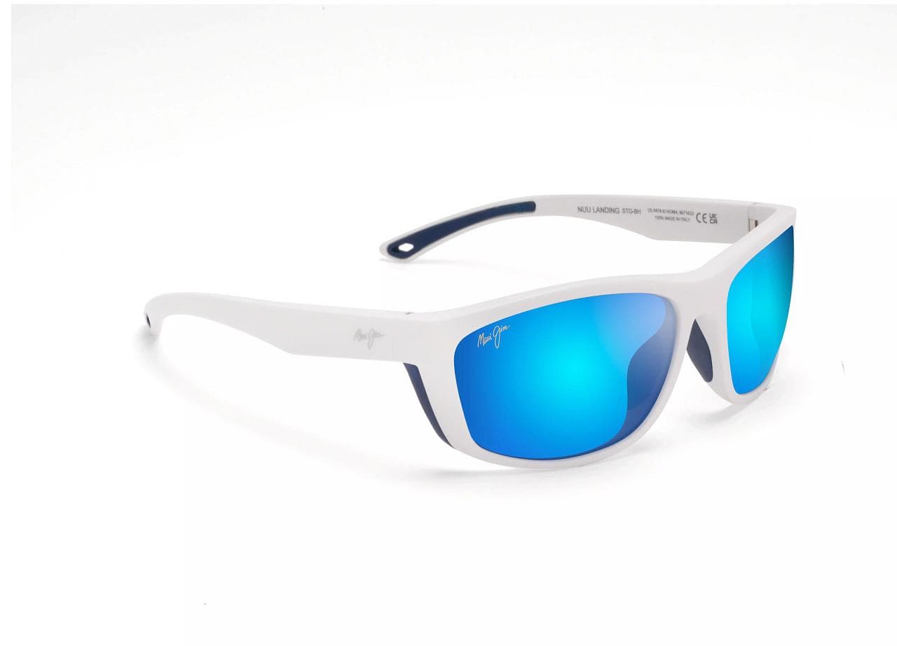 Nuu Landing Polarized Sunglasses White Frame Blue Hawaii Lens