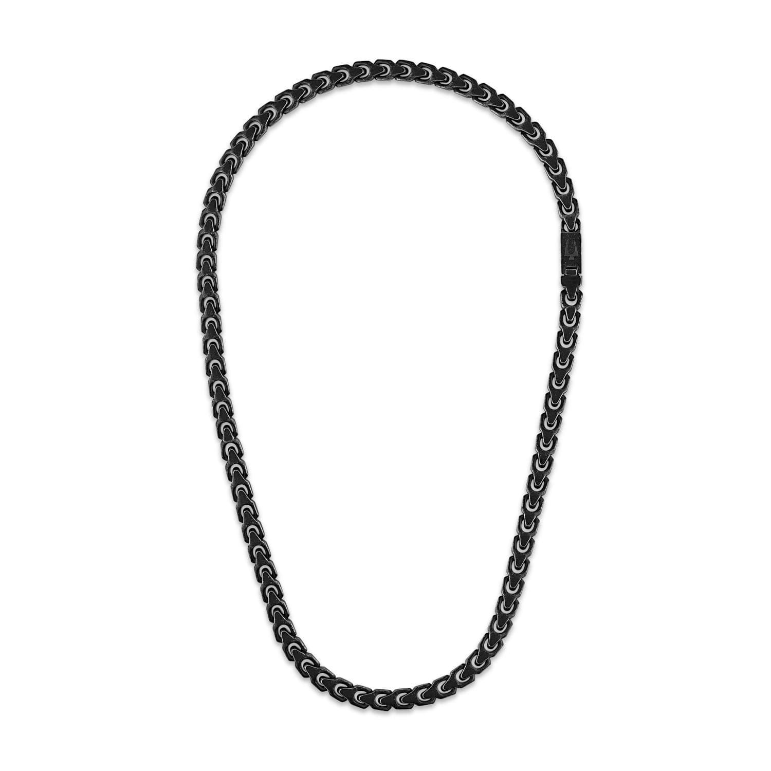 Bulova Link 8mm Antiqued Stainless Steel Necklace - 24" Black-Tone