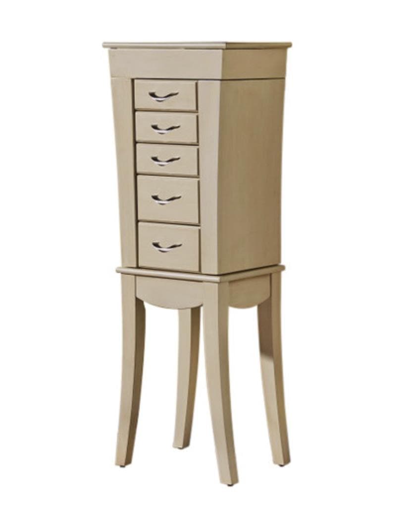 French Country Jewelry Armoire - Antique White