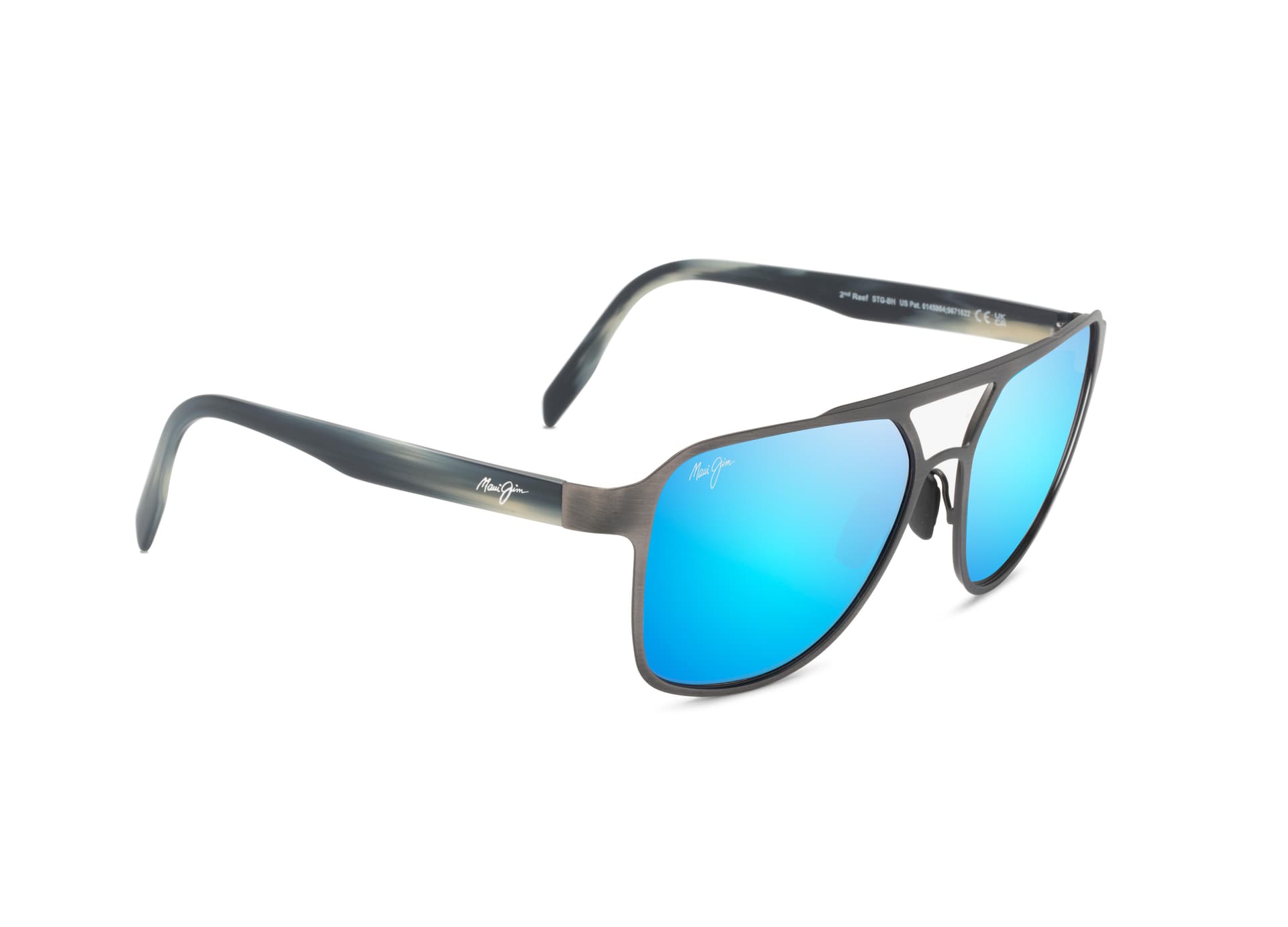 2nd Reef Polarized Sunglasses Dark Gunmetal Frame Blue Hawaii Lens