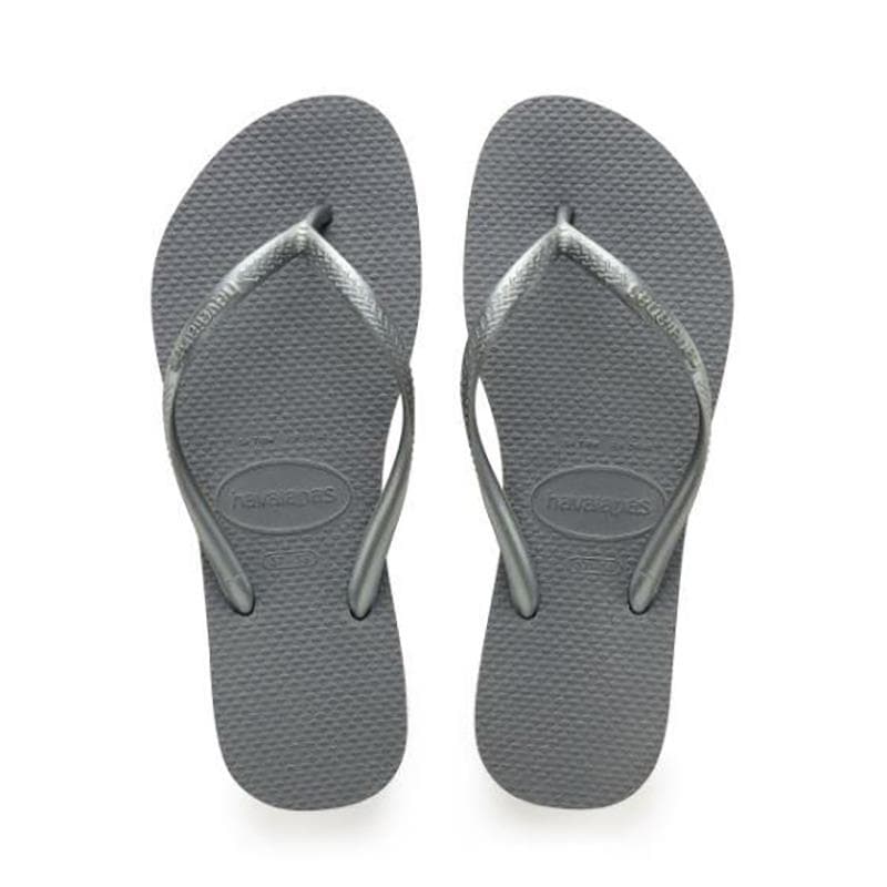 Womens Slim Flip Flops-Steel Grey-9/10