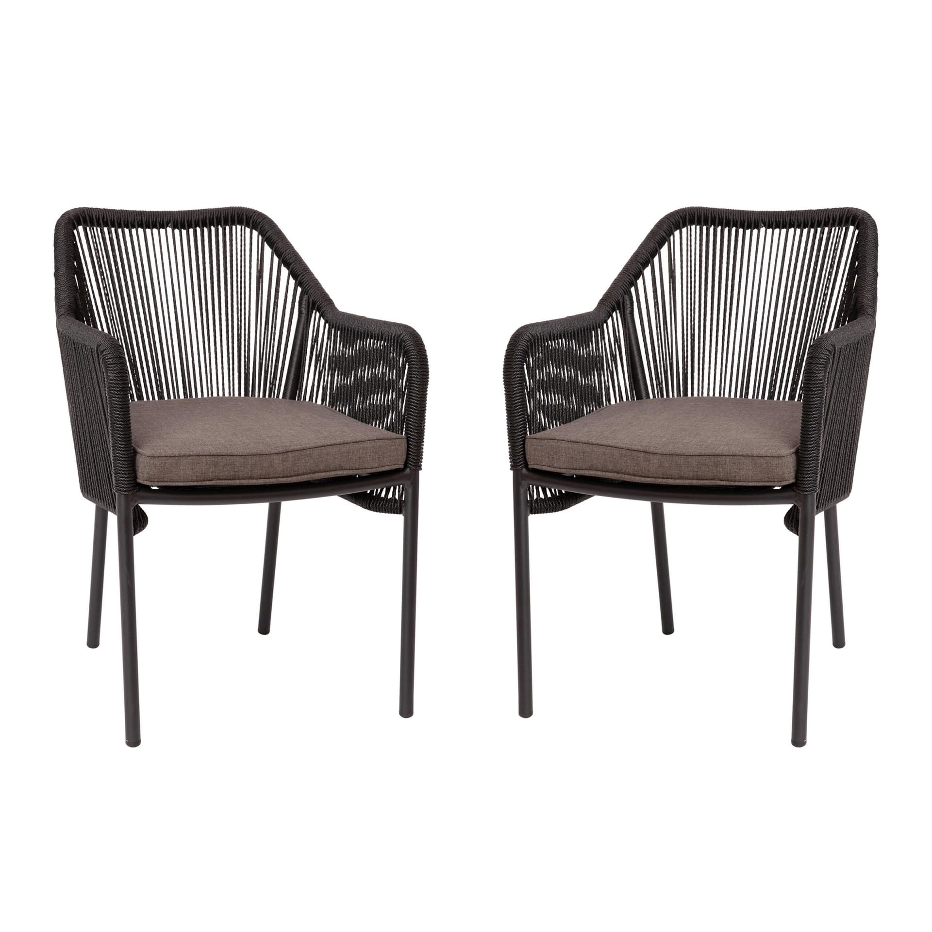 2pc Kallie Black Woven Club Chairs