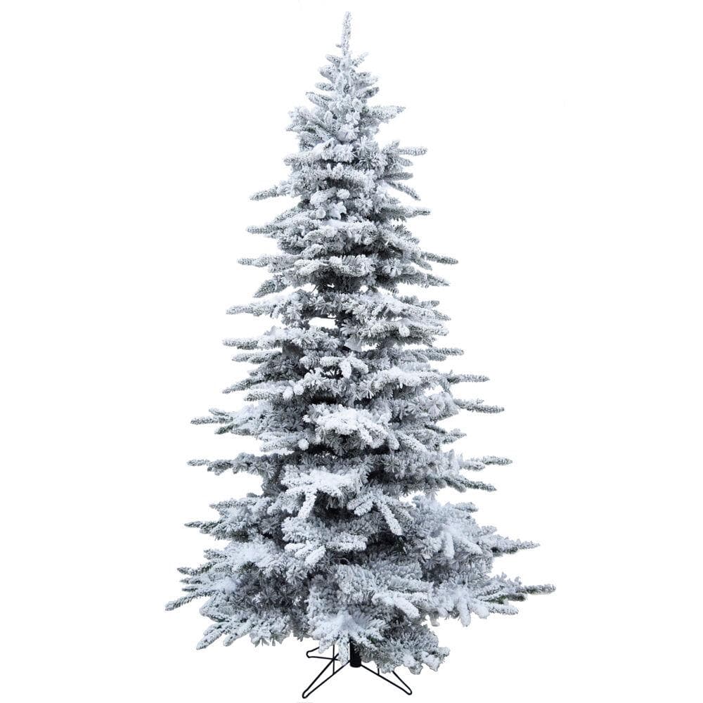 6.5-Ft Silverado Pine White Flocked Slim Christmas Tree with Metal Stand