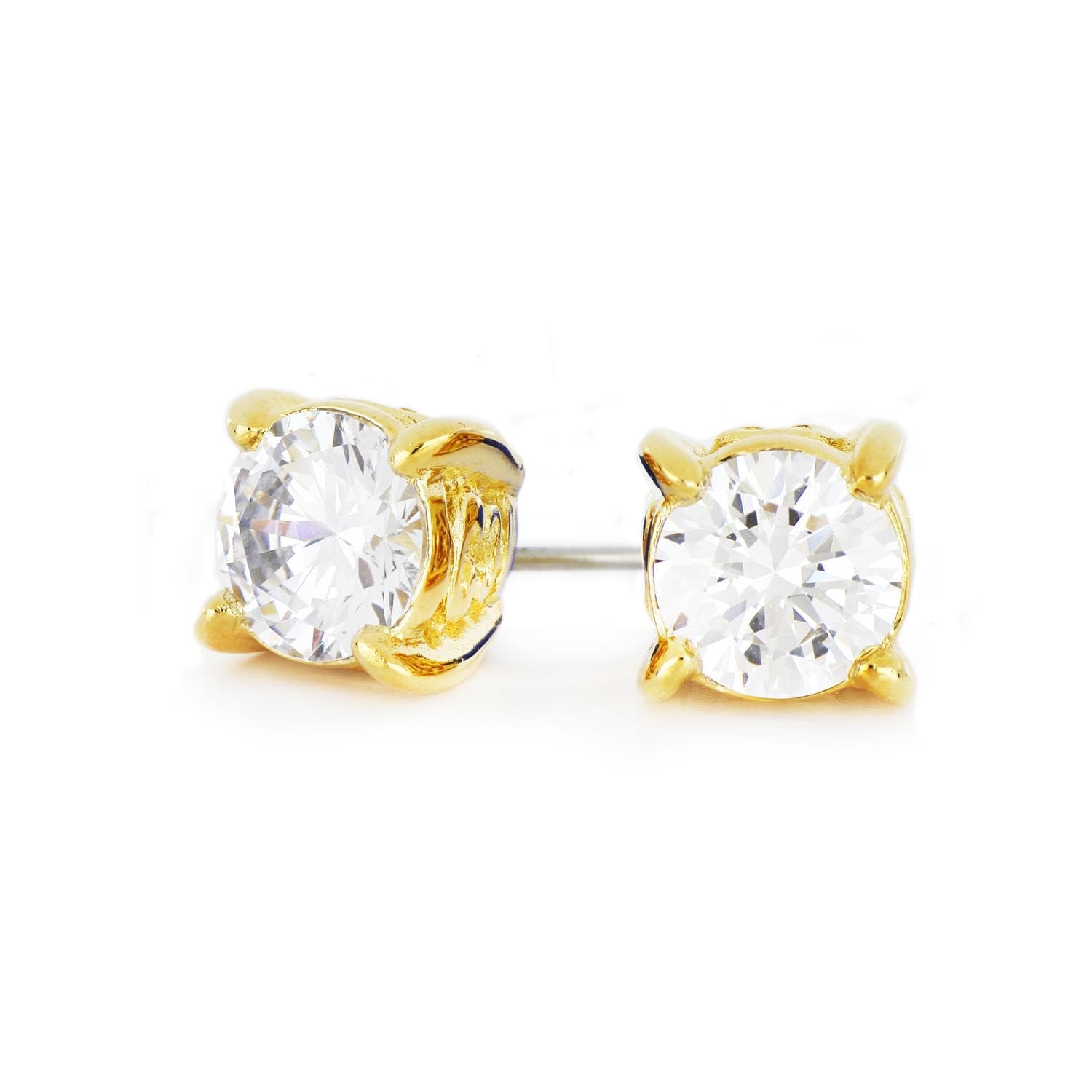 Diamante 4 Carat Stud Earrings - Gold