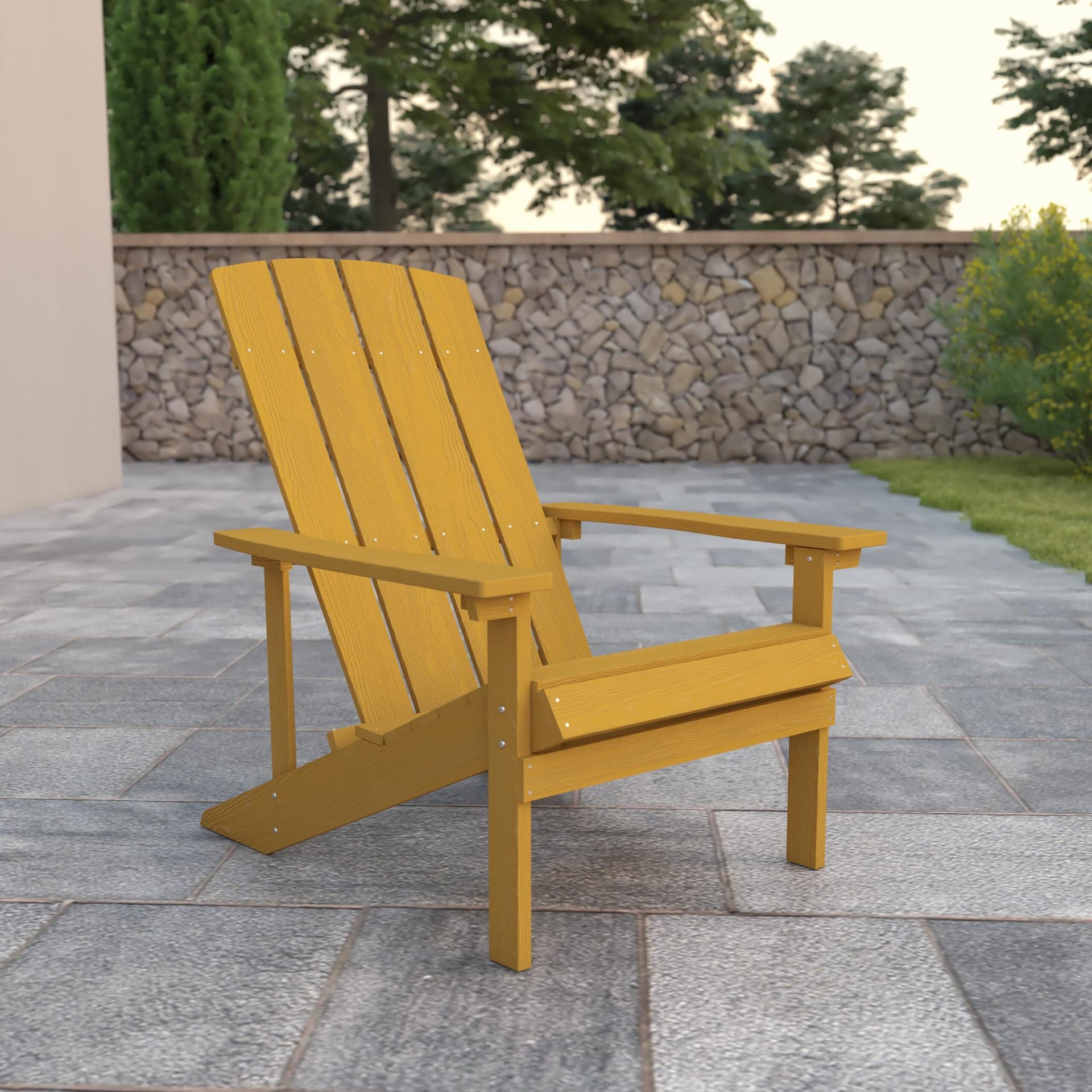 Outdoor Yellow All-Weather Poly Resin Wood Adirondack Chair
