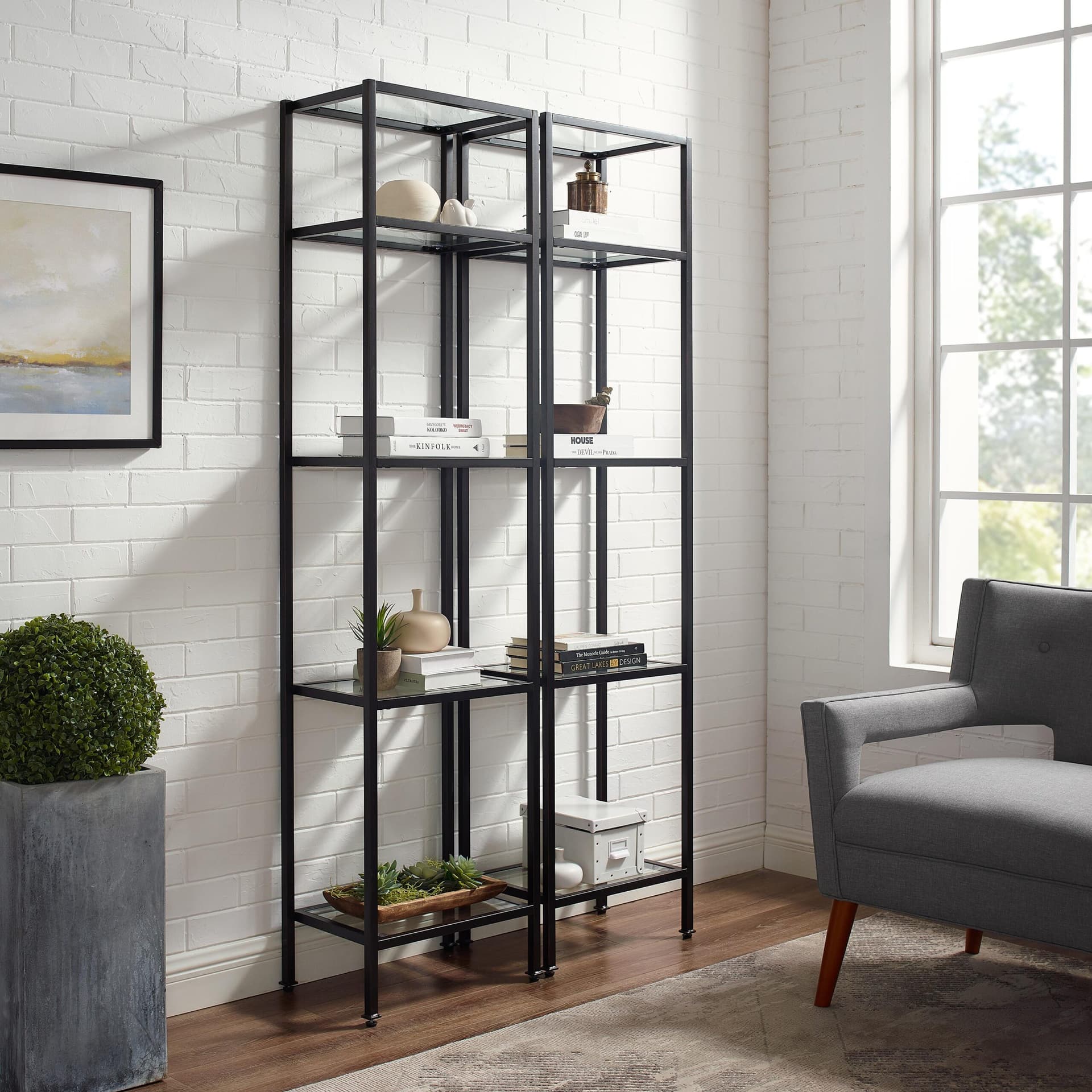 Aimee 2-Piece Etagere Bookcase Set