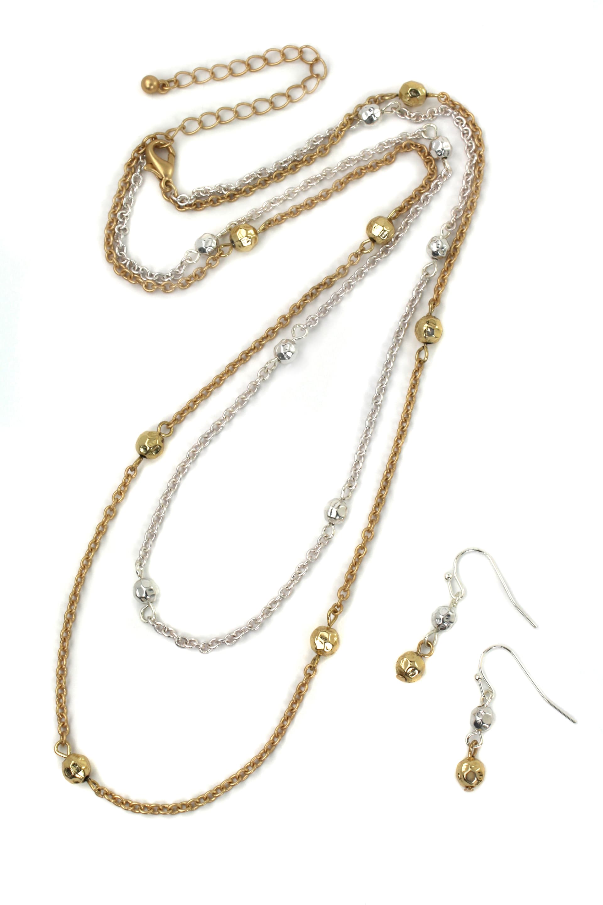 Two-Tone Dotted Necklace and Earring Set