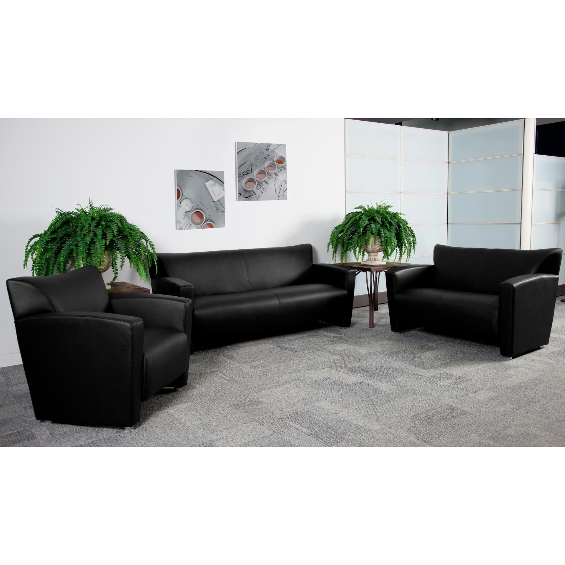 Black LeatherSoft Loveseat w/ Extended Panel Arms