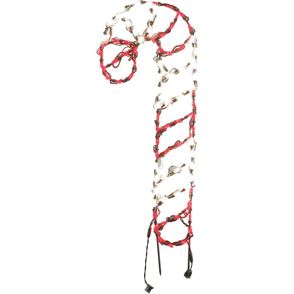 Fraser Hill Farm 3-Ft Large LED Candy Cane Christmas Light Decoration with Ground Stakes with Ground