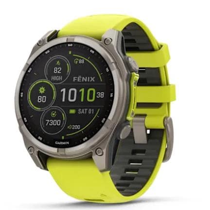 fenix 8 47 mm, Solar- Sapphire, Titanium with Amp Yellow/Graphite Silicone Band