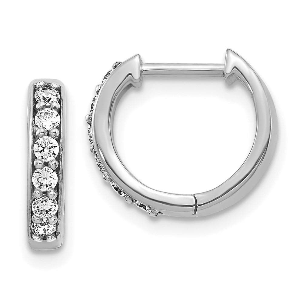 14K White Gold Lab Grown Diamond Hinged Hoop Earrings, .27ctw