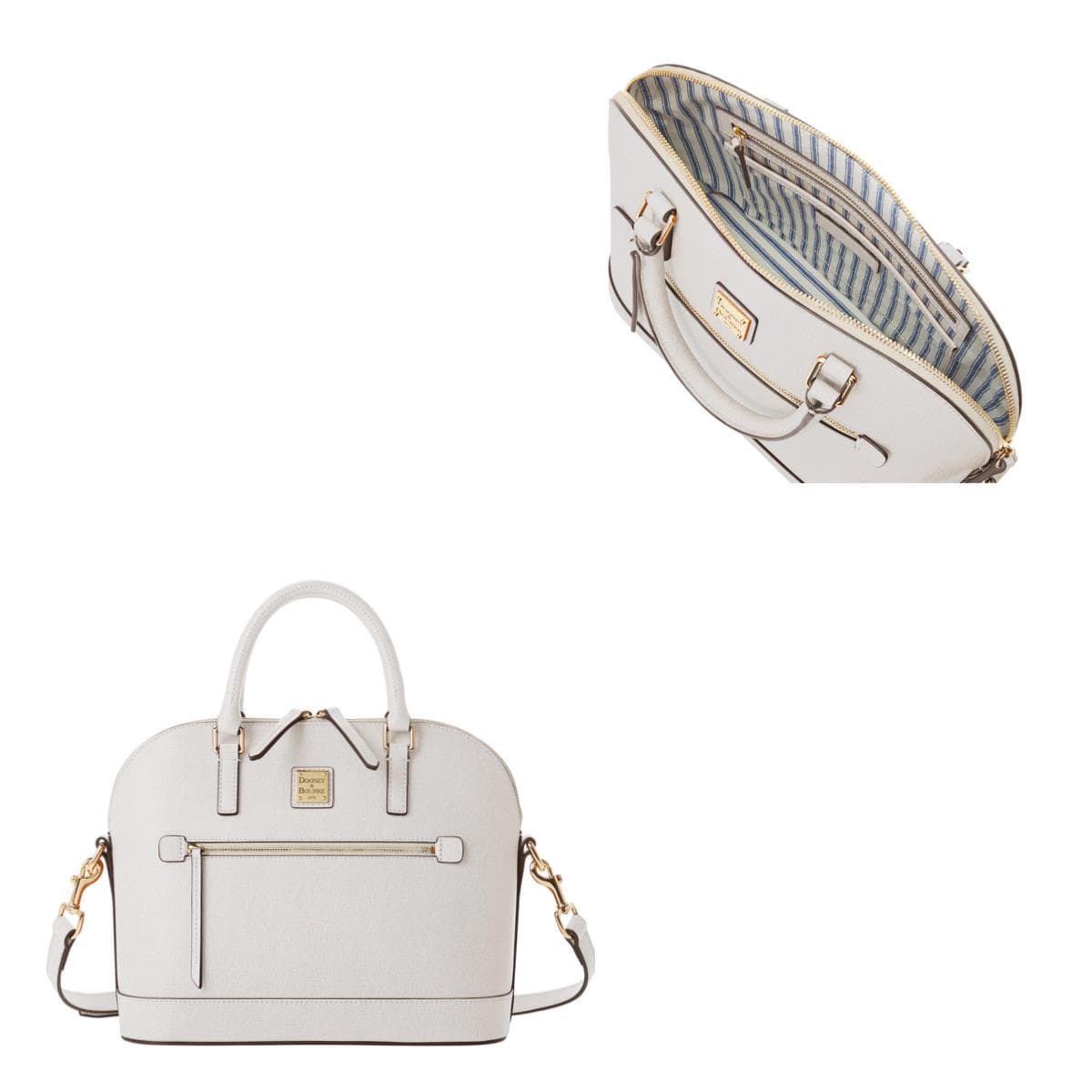Saffiano Domed Zip Satchel