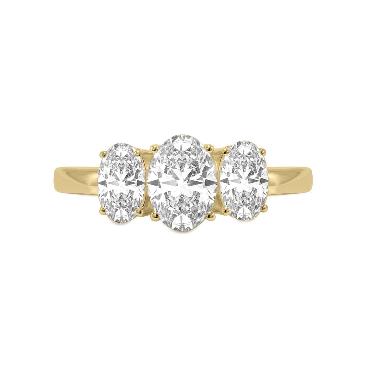 1CTW Three Stone Oval Lab Diamond Ring Size 6