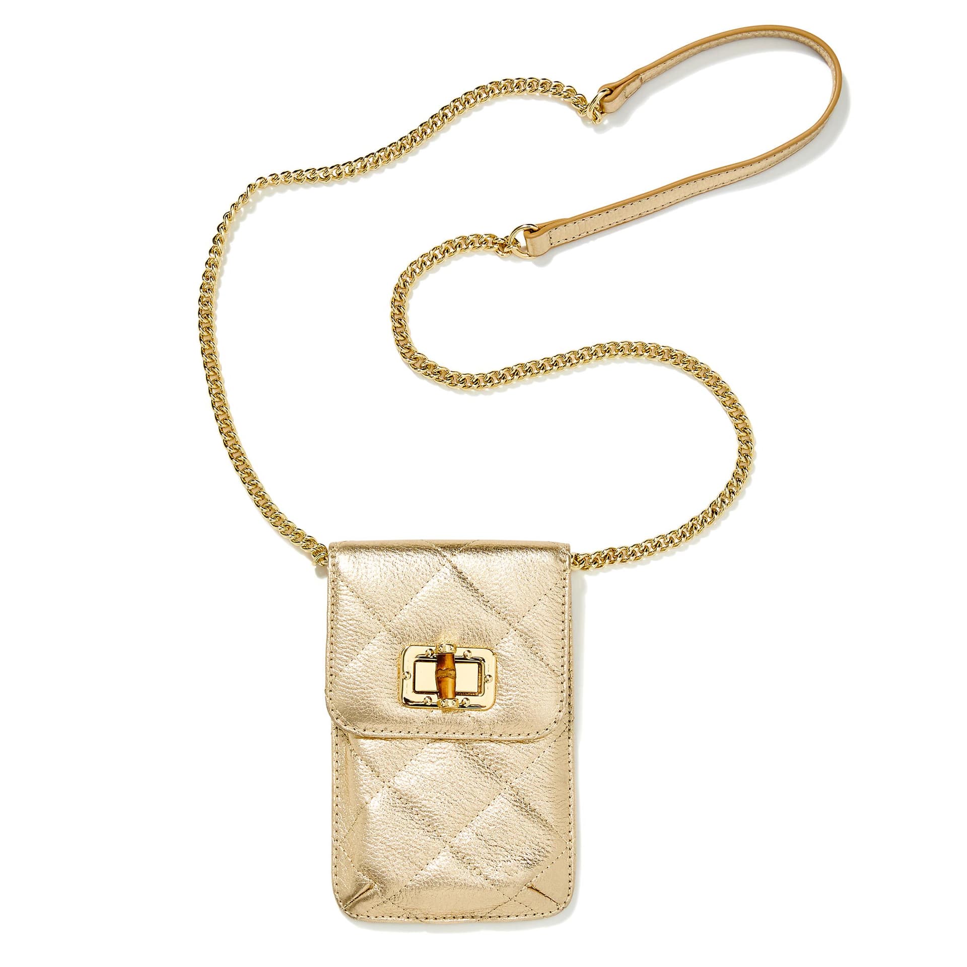 Quilted Lindley Leather Phone Crossbody - Gold